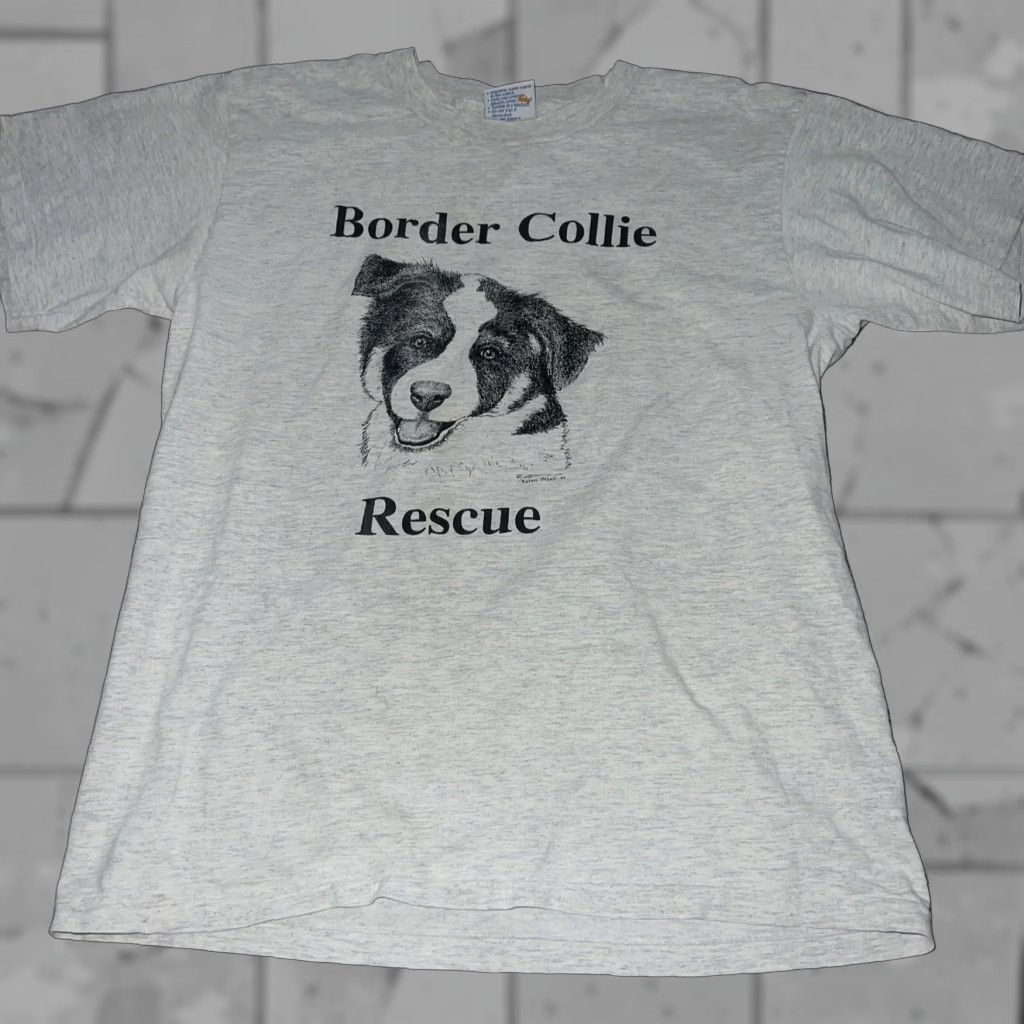Vintage VINTAGE Border Collie Rescue Stitch Gray T-Shirt Mens Medium Size US M / EU 48-50 / 2 - 1 Thumbnail