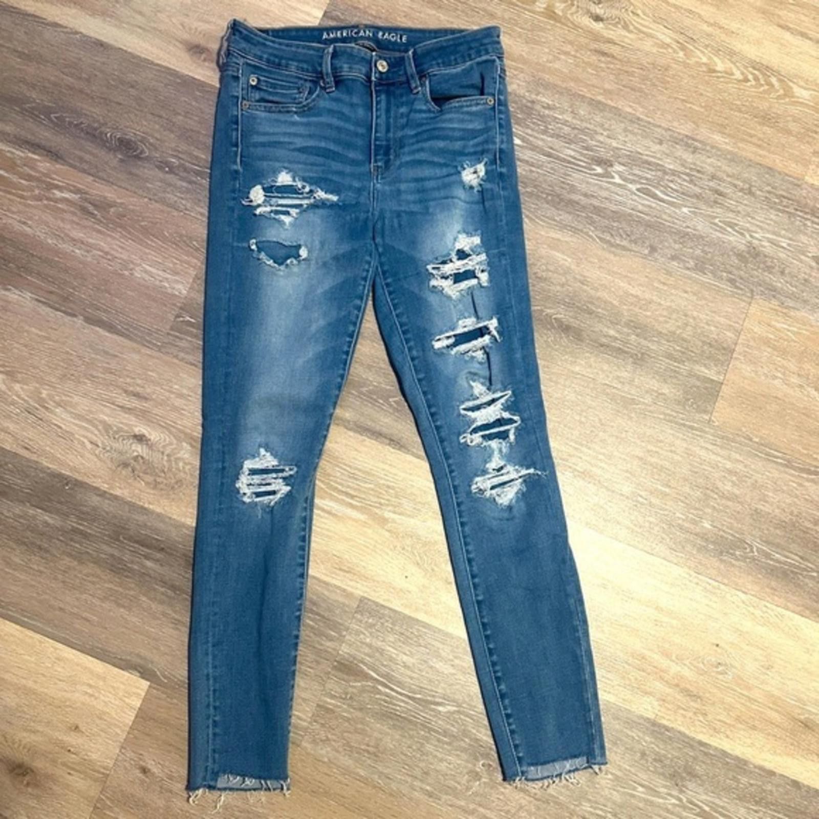 American Eagle Outfitters American Eagle sz 6 Hi-Rise Jean Women's Blue Distressed Size 28" / US 6 / IT 42 - 1 Thumbnail