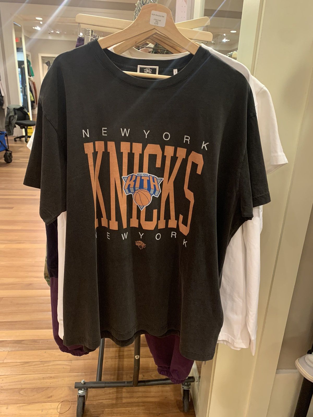 image of Kith Knicks Tee in Charcoal, Men's (Size 2XL)