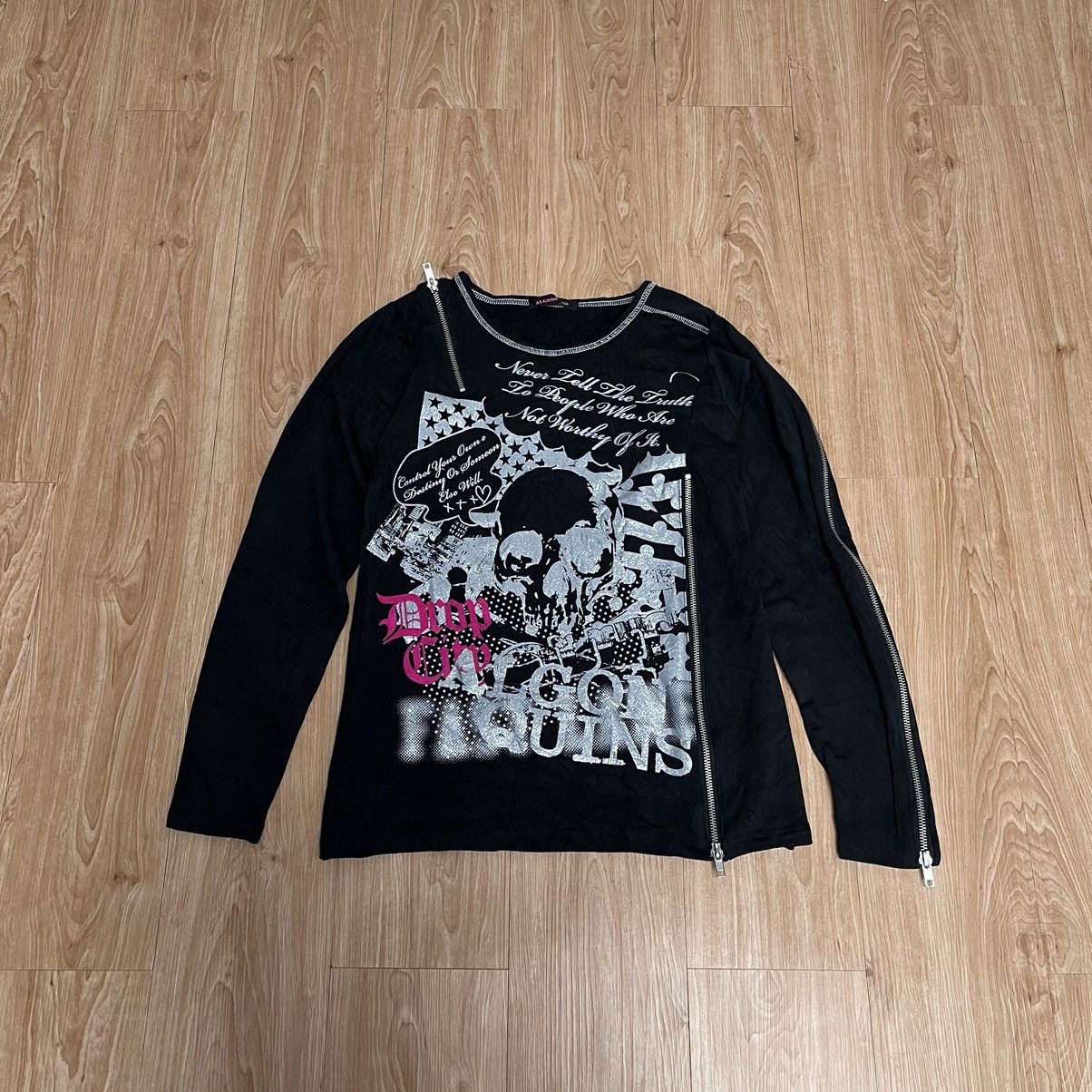 Japanese Brand Bondage Punk T-Shirt Algonquins Seditionaries Multi Zipper Size M / US 6-8 / IT 42-44 - 6 Thumbnail