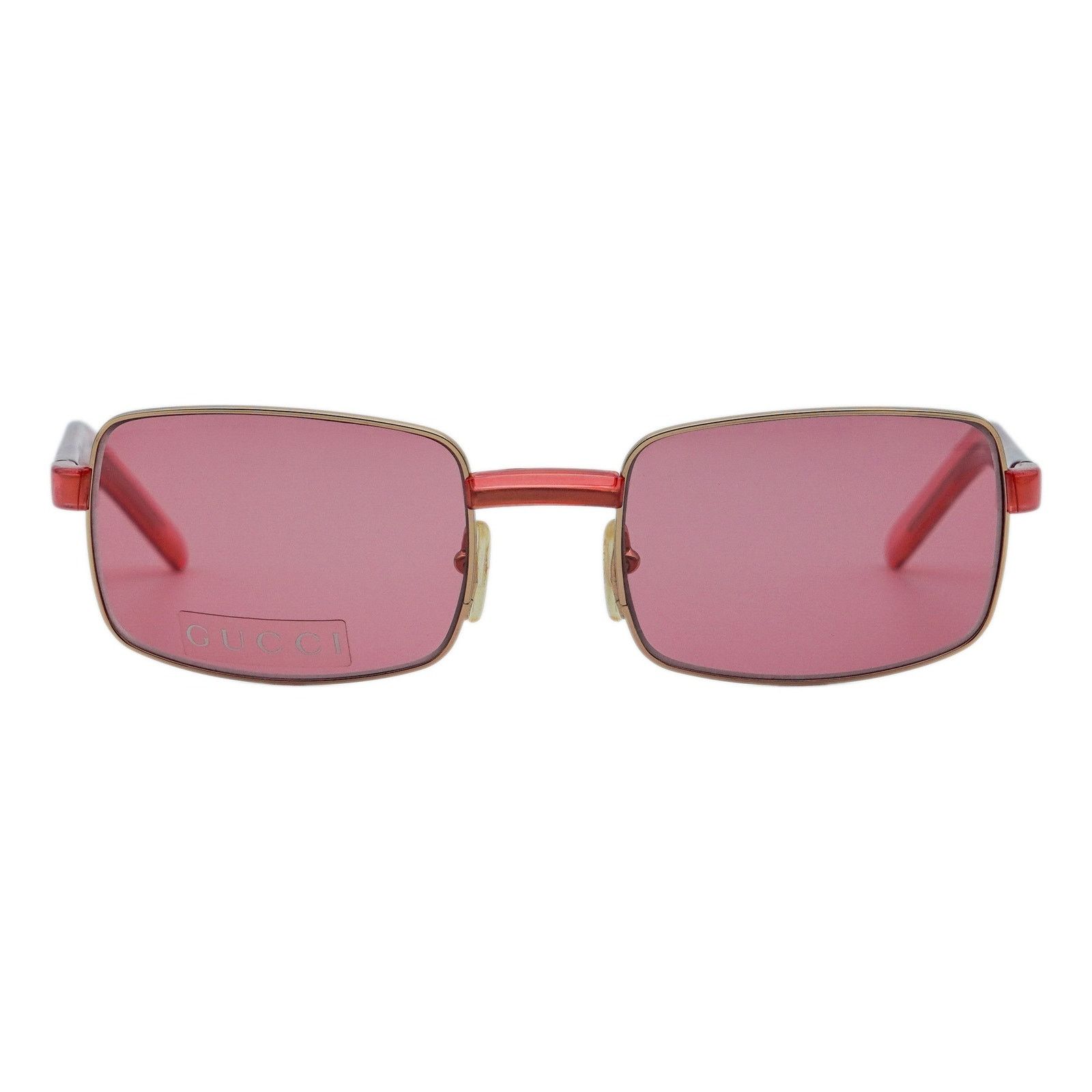 Gucci Vintage Gucci GG 1378 Gold Pink Logo Rectangular Sunglasses Size ONE SIZE - 2 Thumbnail