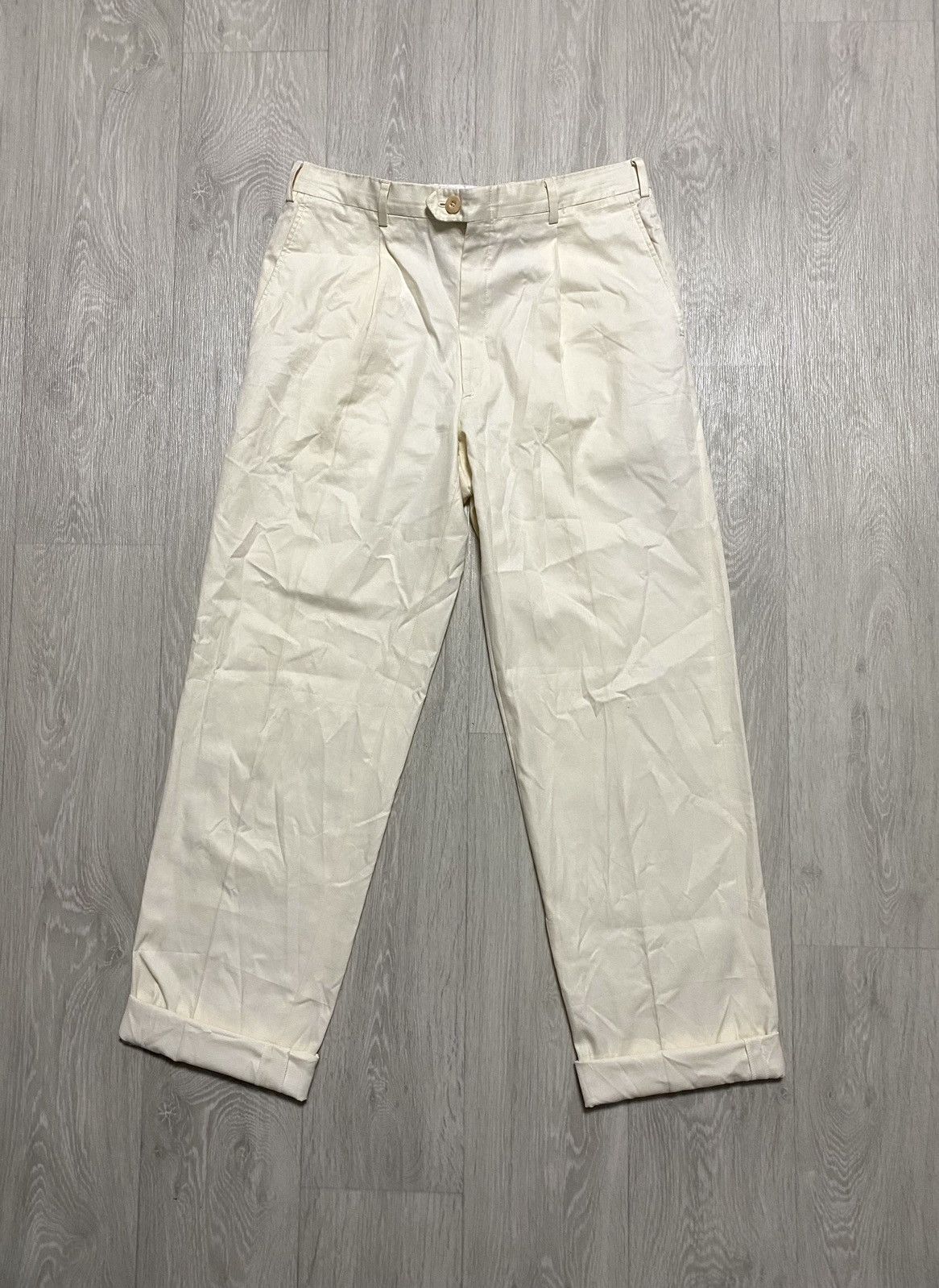 Brioni Brioni Roma Beige Pleated Casual Luxury Chino Pants Trousers Size US 31 - 6 Thumbnail