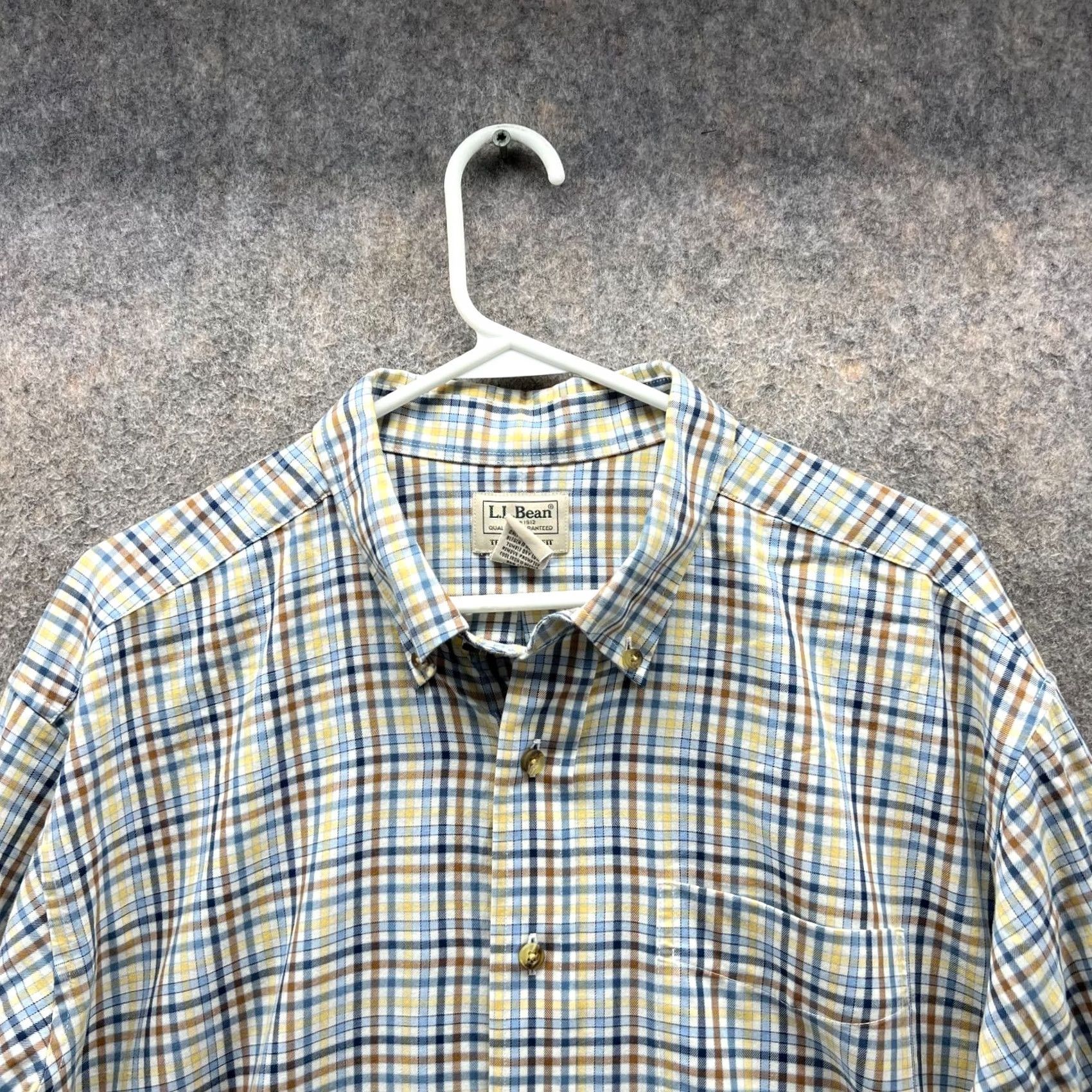 Vintage VINTAGE: NO - LL Bean Shirt Men XL Blue Yellow Button Up Traditional Tall Check Plaid 503308 Size US XL / EU 56 / 4 - 4 Thumbnail