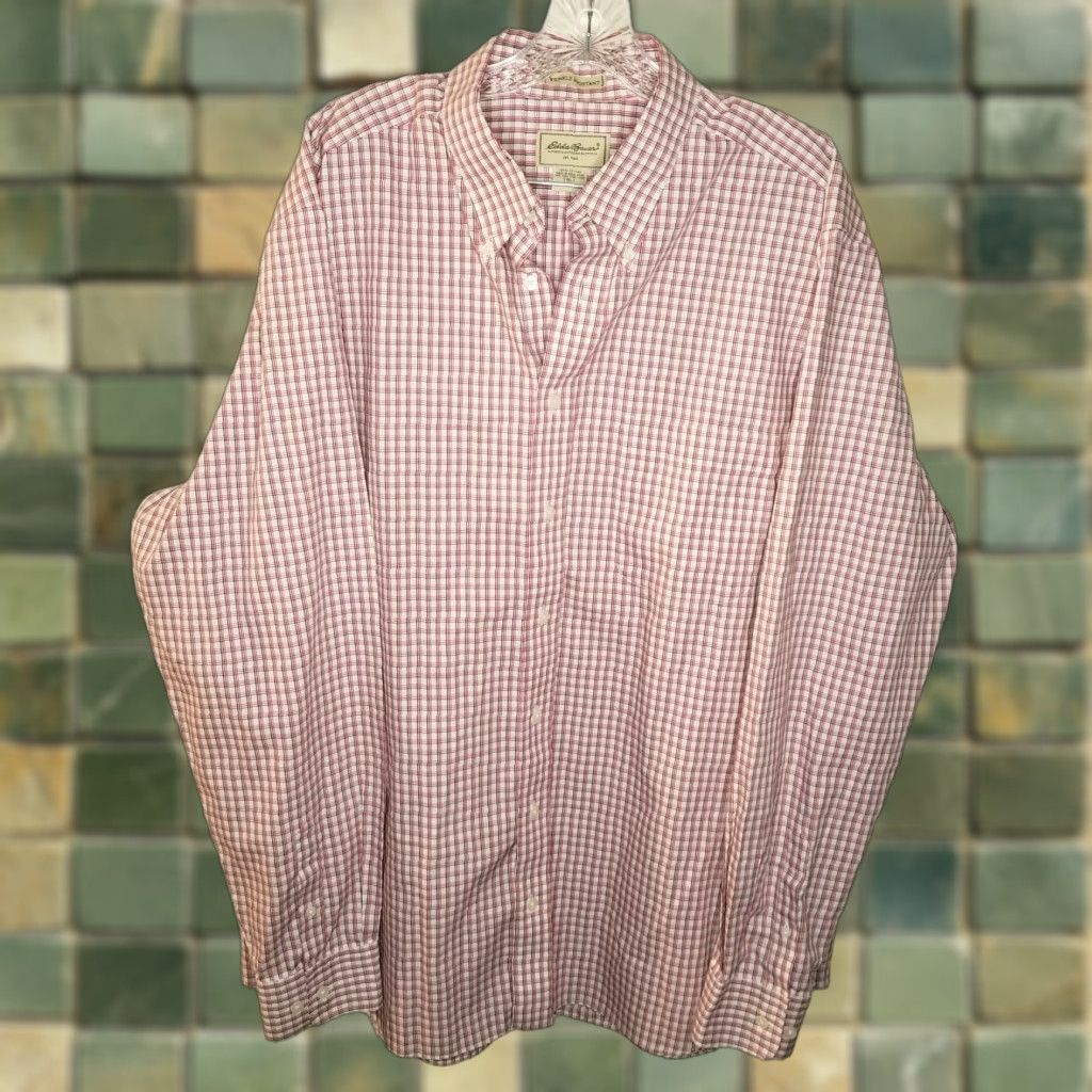 Eddie Bauer VINTAGE Eddie Bauer Mens Red Plaid Wrinkle Resistant Long Sleeve Button-Up Size XLT Size US XL / EU 56 / 4 - 1 Thumbnail