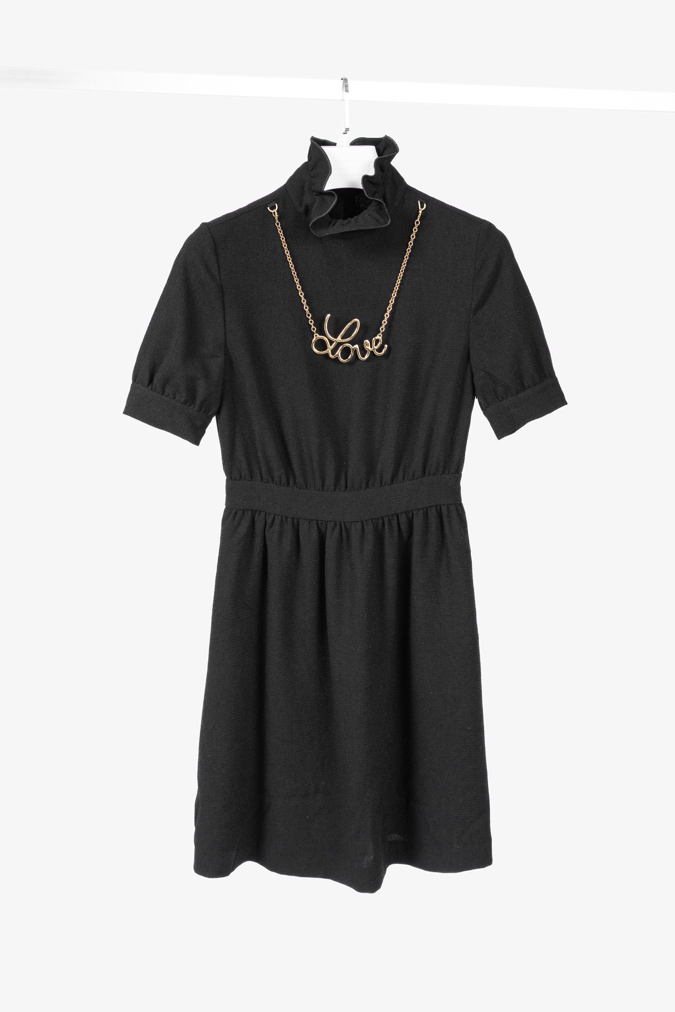 Love Moschino Love Moschino Black Crepe "Love"-Necklace Mini Dress Size S / US 4 / IT 40 - 1 Thumbnail