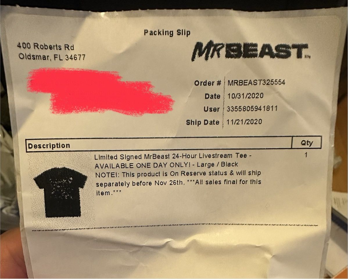 Other Limited Signed MrBeast 24-Hour Livestream Tee Size US L / EU 52-54 / 3 - 5 Thumbnail
