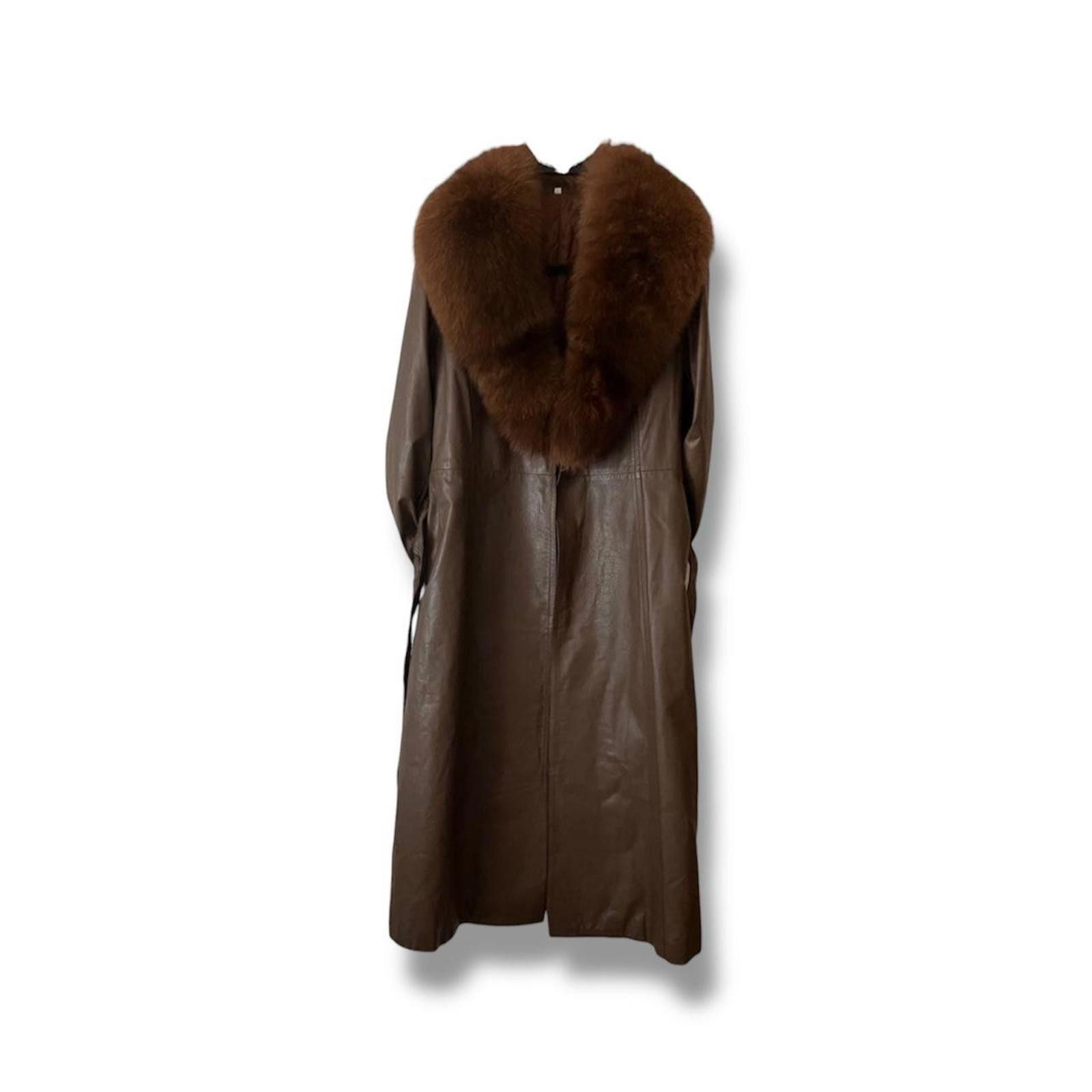 Other Real leather and fur whimsy goth long brown penny lane coat Size XS / US 0-2 / IT 36-38 - 2 Thumbnail