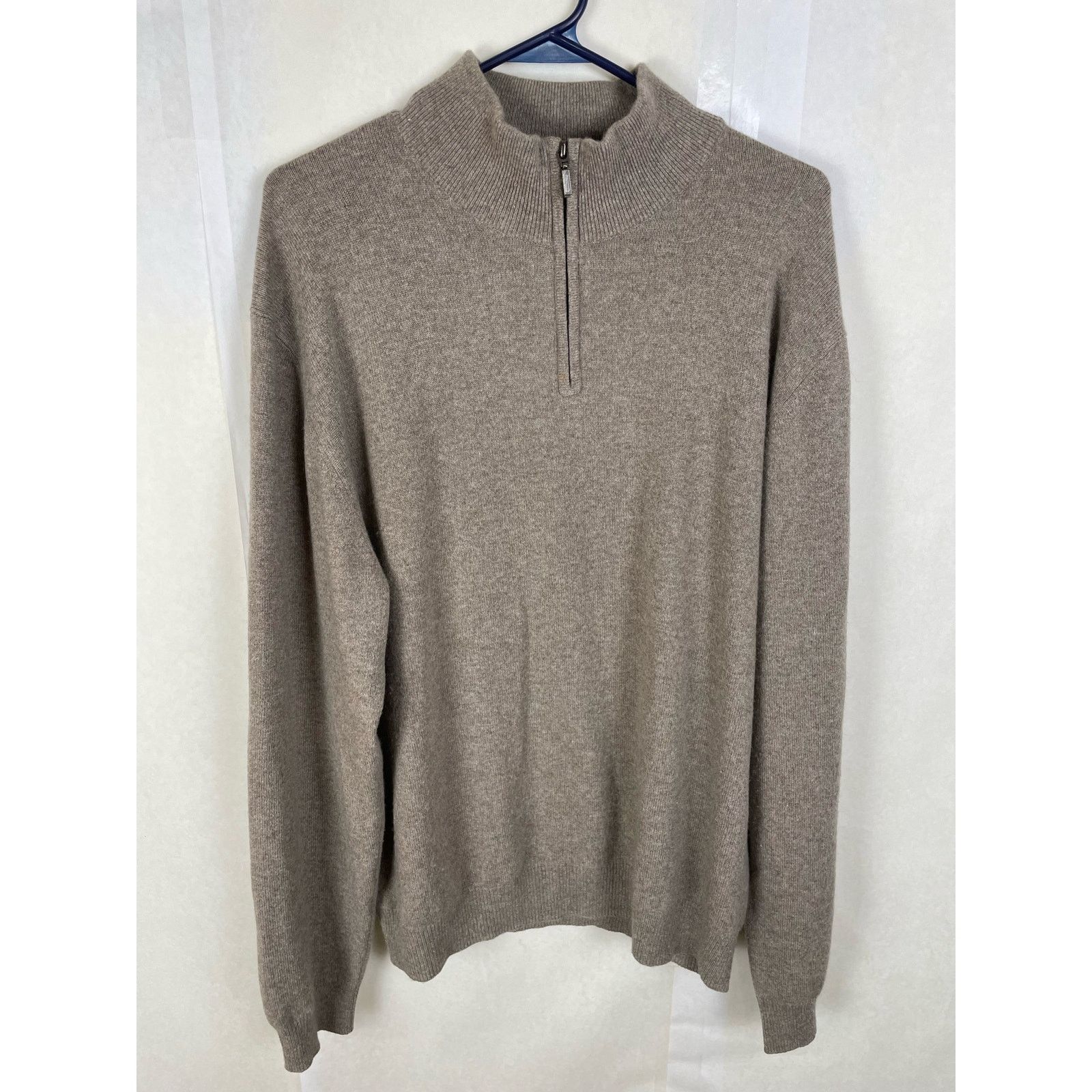 Joseph & Lyman Joseph and Lyman Mens Cashmere Quarter Zip Brown Sweater Size US XL / EU 56 / 4 - 1 Thumbnail