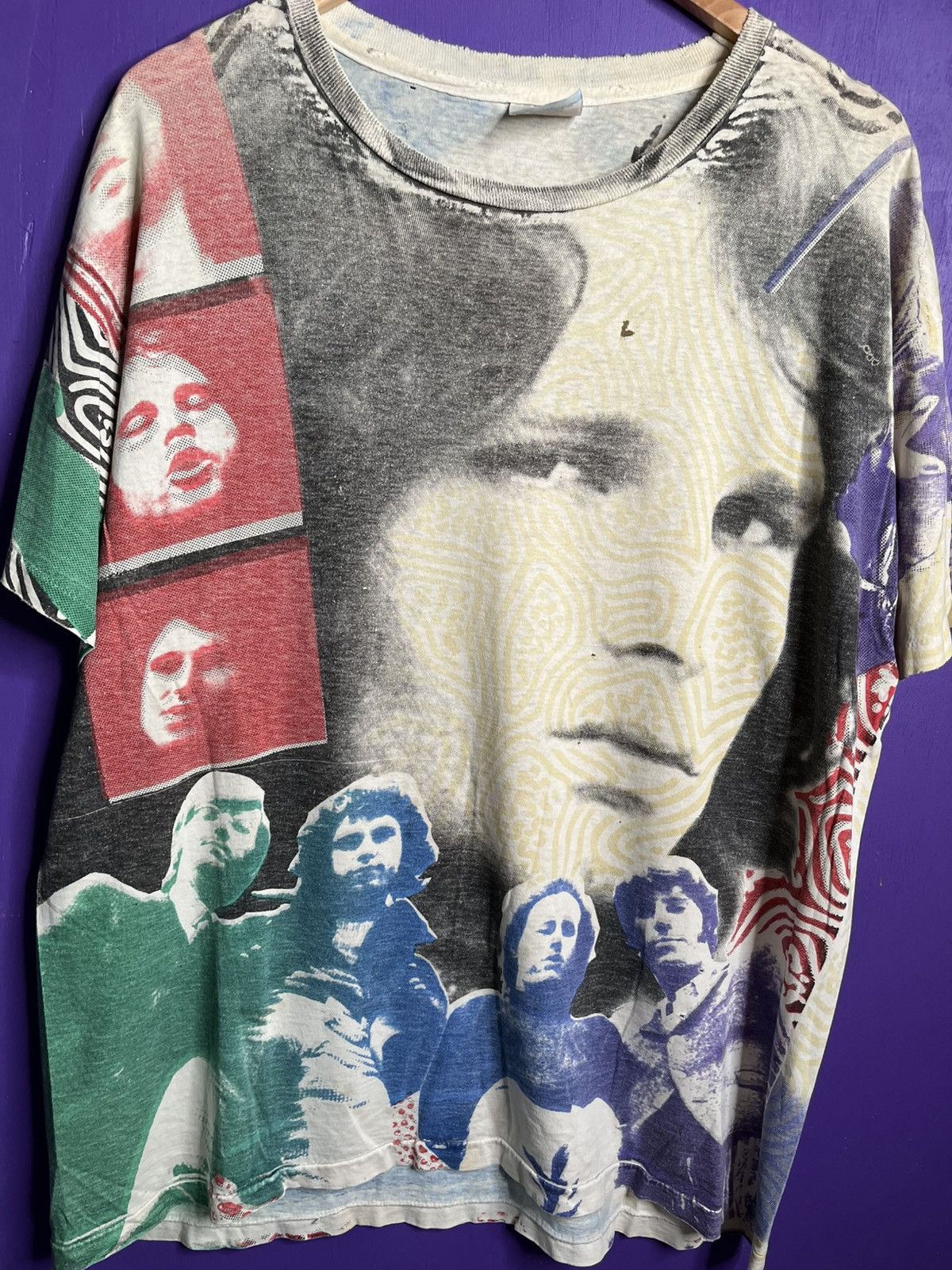 Band Tees × Vintage Vintage 90s Jim Morrison the doors AOP faded t-shirt Size US XL / EU 56 / 4 - 3 Thumbnail