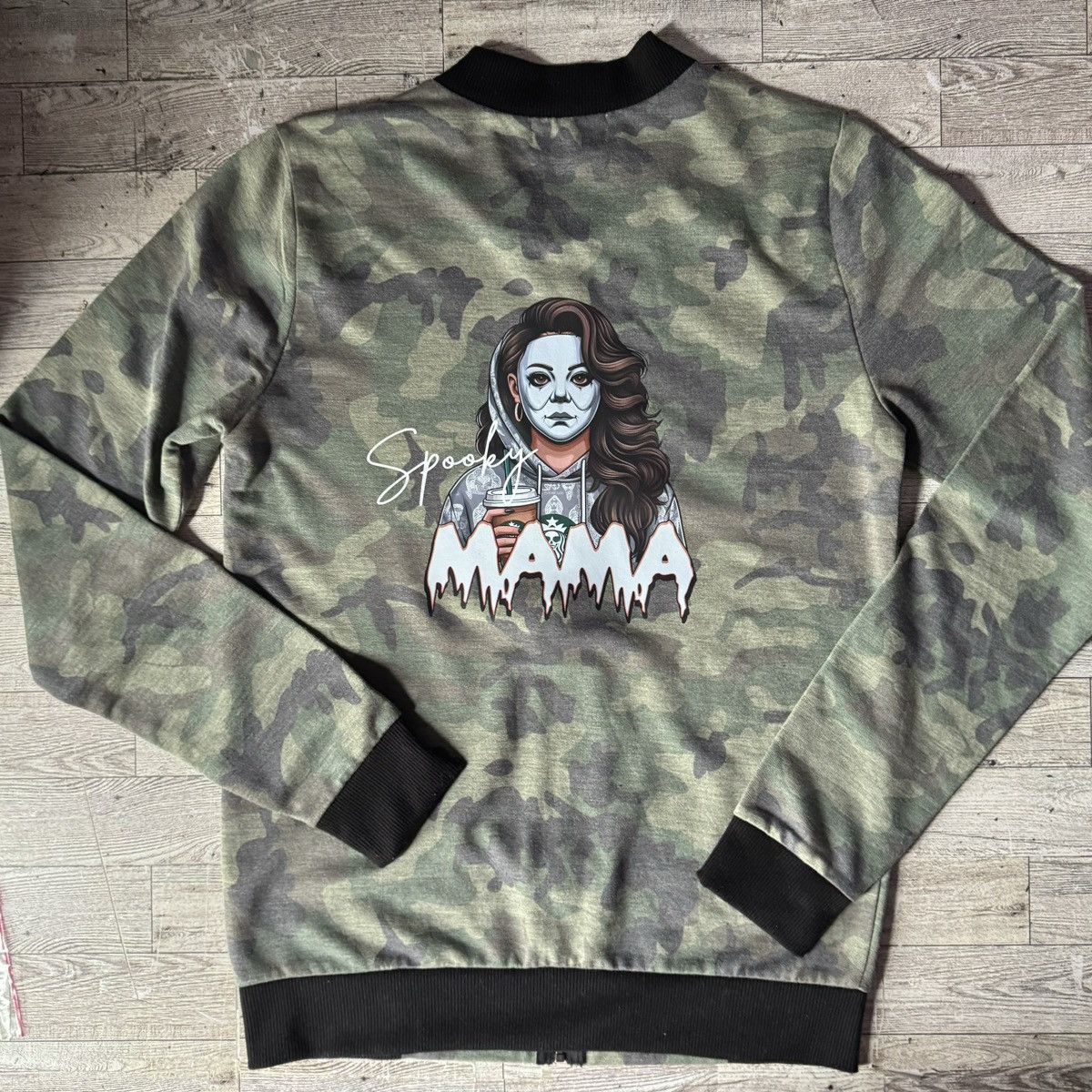 Other Spooky Mama, Coffee & Halloween, Camo Bomber Style Jacket Size S / US 4 / IT 40 - 15 Thumbnail