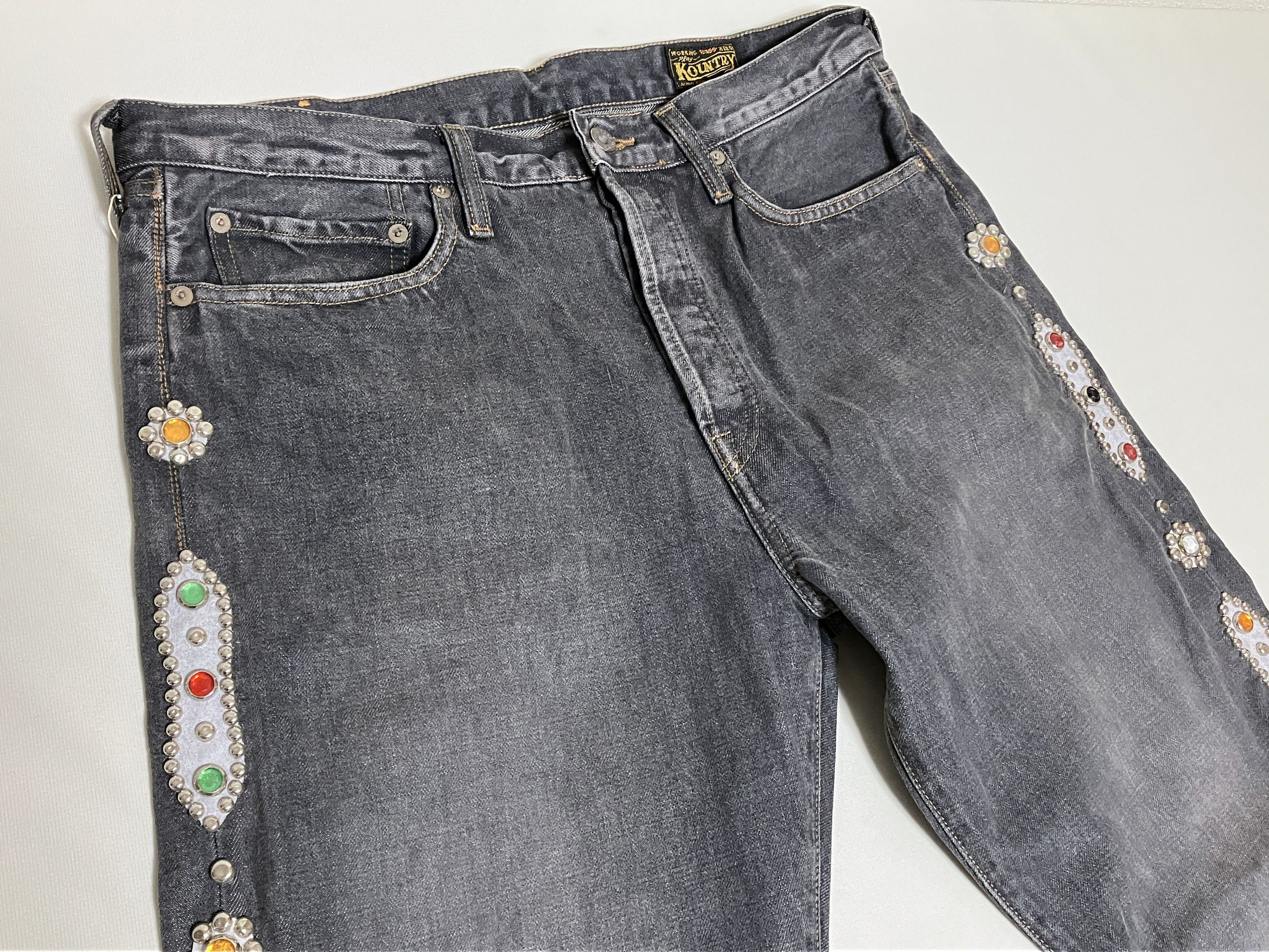 Kapital KAPITAL 14oz black denim monkey cisco studs remake jeans 36 Size US 36 / EU 52 - 3 Thumbnail