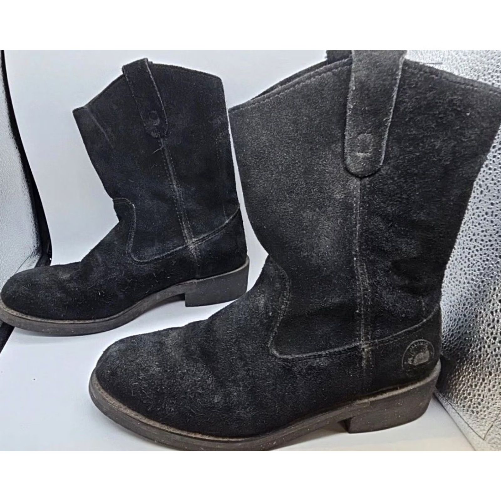 Vintage Brahma Black Leather Engineer Boots Womens 8.5 Workwear Grunge Distressed Steel Toe Round Toe Pull On Boots Size US 9 / IT 39 - 4 Thumbnail