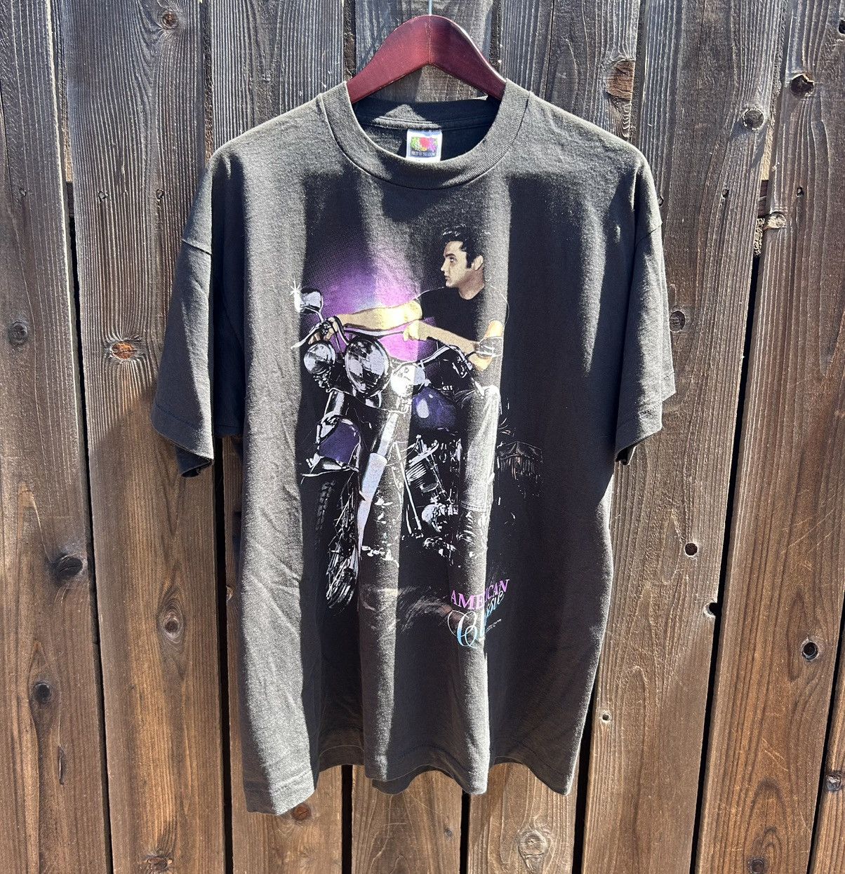 Fruit Of The Loom × Vintage VINTAGE 90’s ELVIS PRESLEY BIKER HARLEY GRAPHIC TEE USA Size US XL / EU 56 / 4 - 1 Thumbnail