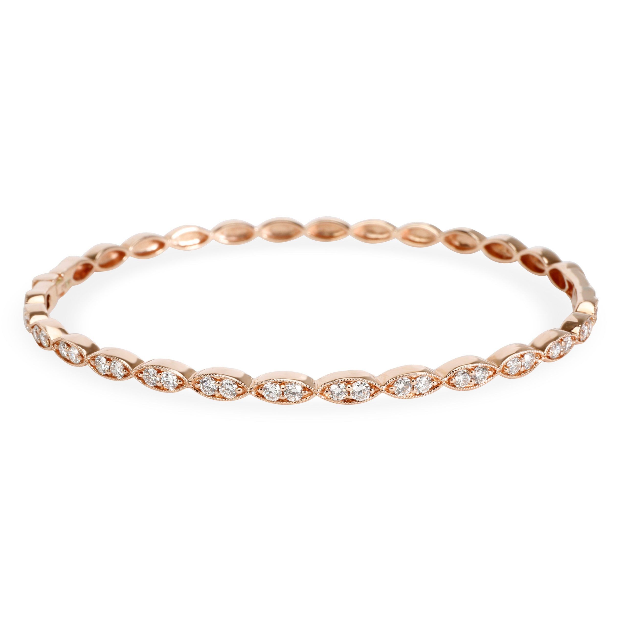 image of Louis Vuitton Milgrain Bezel Diamond Bangle In 14K Rose Gold 0.5 Ctw, Women's