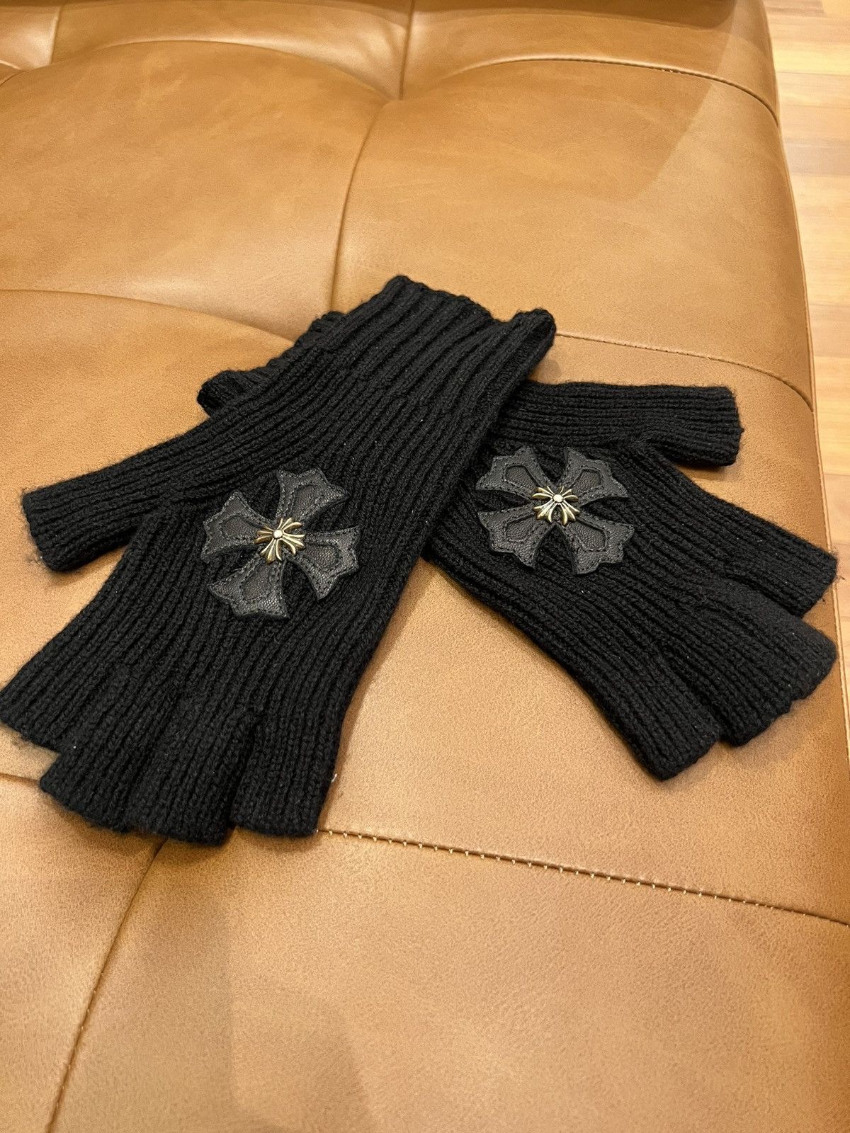 Chrome Hearts Chrome Hearts CROSS PATCH LEATHER Black Gloves