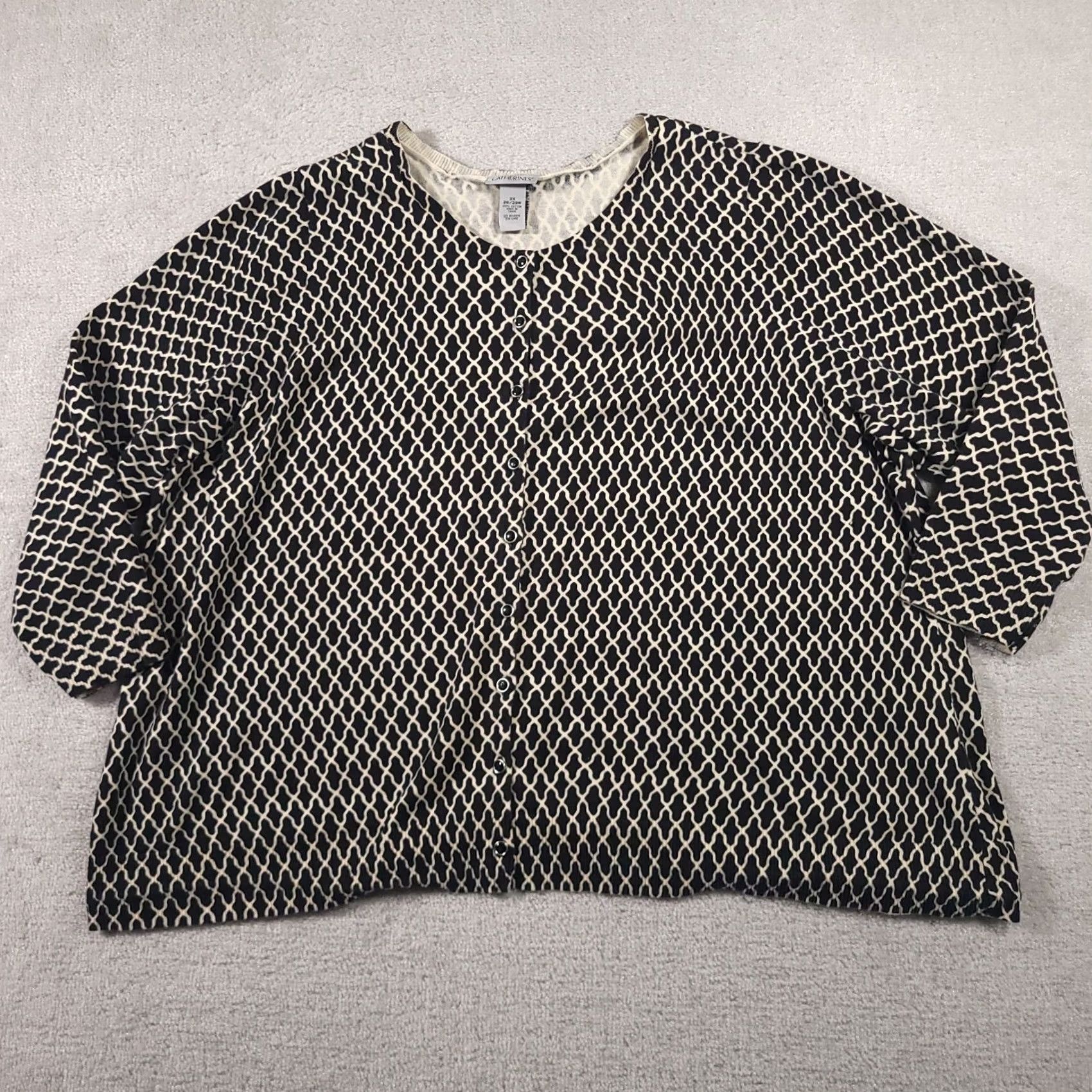 Vintage Catherines Cardigan Sweater 3/4 Sleeve Button Up Women's Plus 3X Geometric Size XXL / US 16-18 / IT 52-54 - 2 Thumbnail