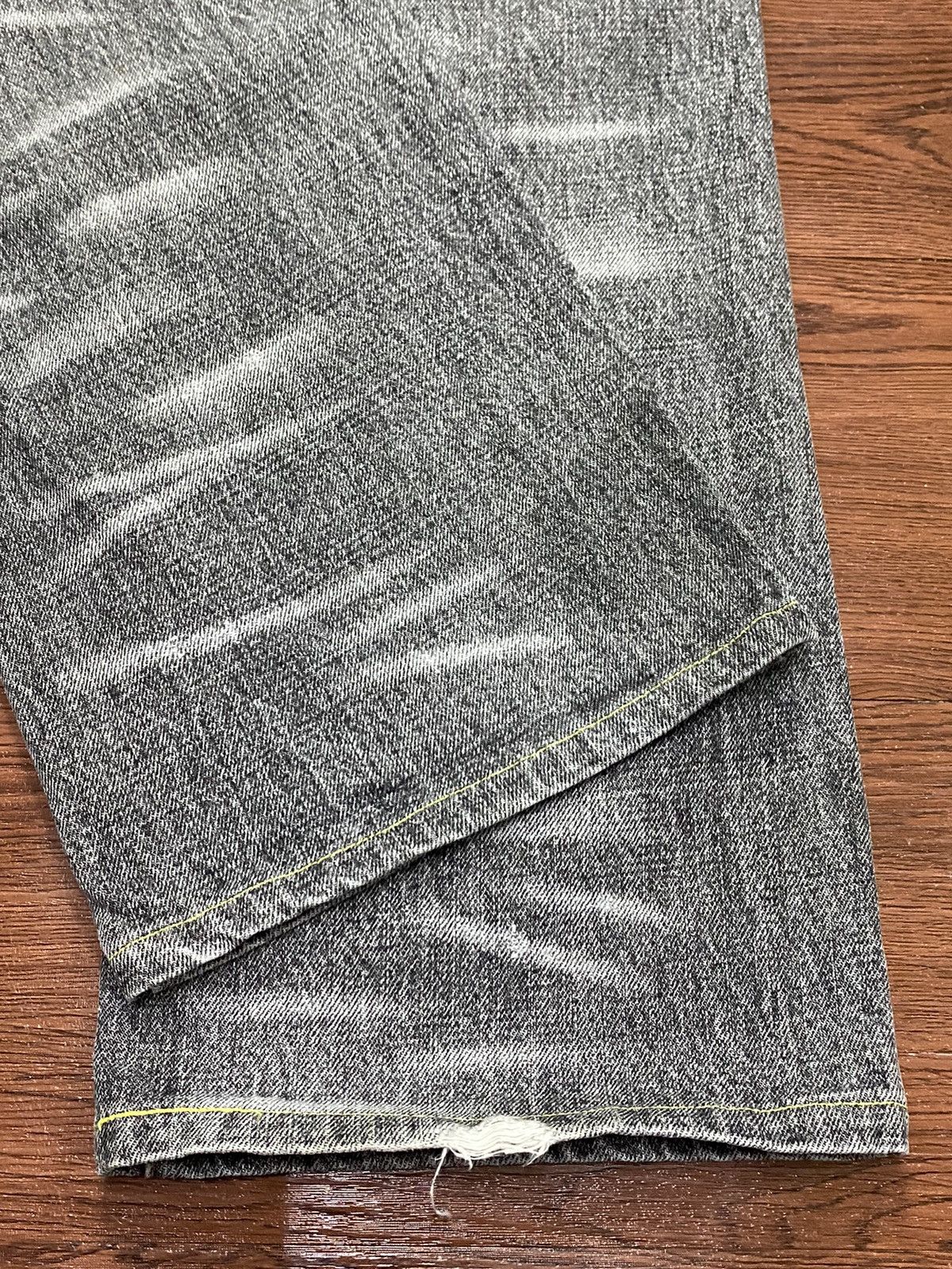 Vintage Uniqlo Black Denim Whisker Distressed Bootcut Jeans