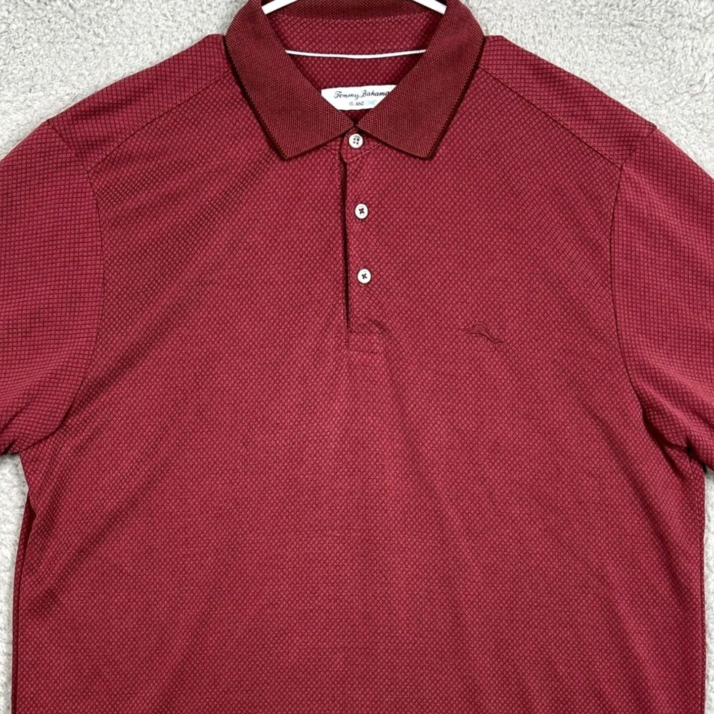 Tommy Bahama VINTAGE Tommy Bahama IslandZone Polo Shirt Mens L Burgundy Maroon Micro Diamond Embroidered Logo Short Sleeve Casual Golf Travel Beach Size US L / EU 52-54 / 3 - 2 Thumbnail