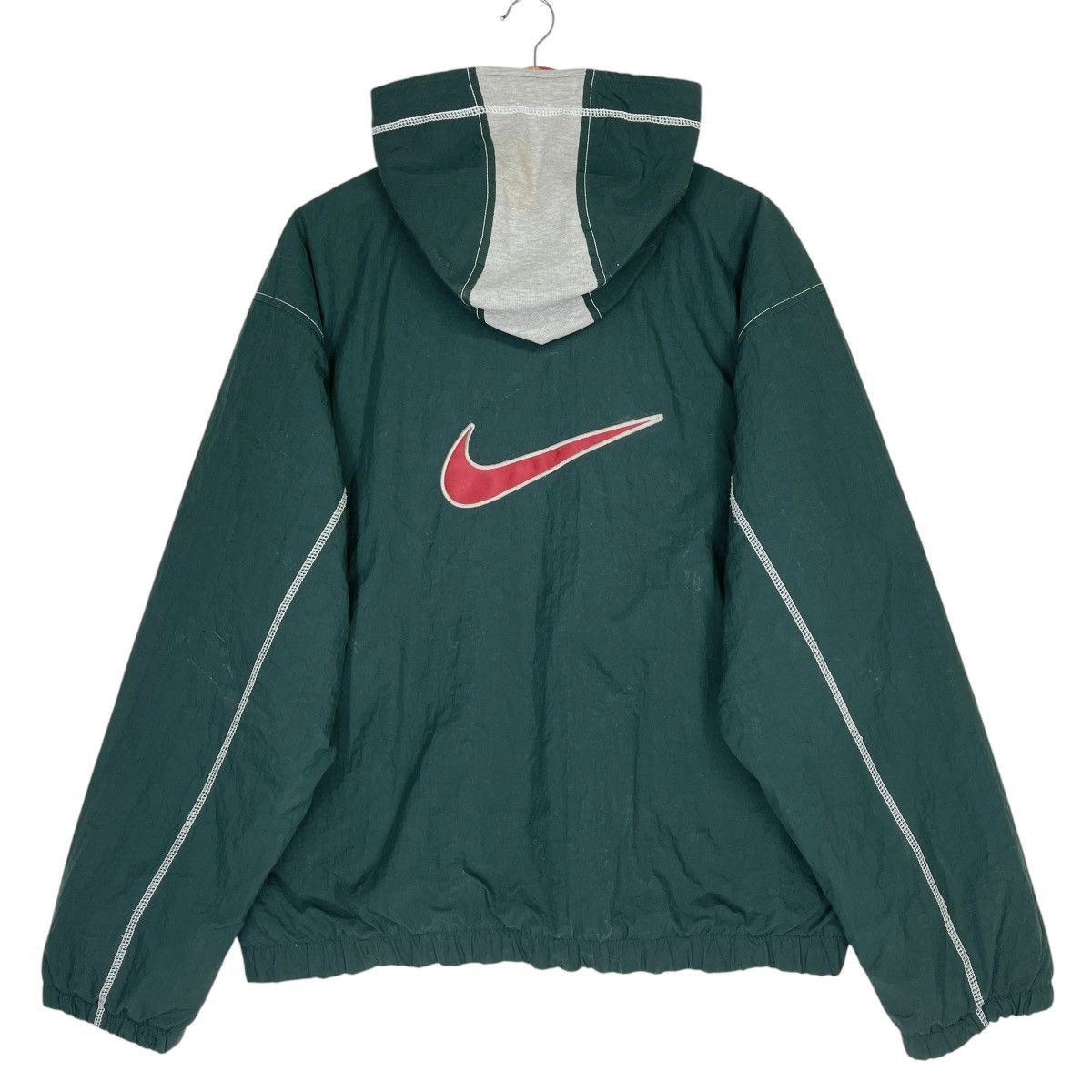 Nike × Vintage Vintage Nike Big Swoosh Hoodie Jacket Green Size M Size US M / EU 48-50 / 2 - 1 Thumbnail