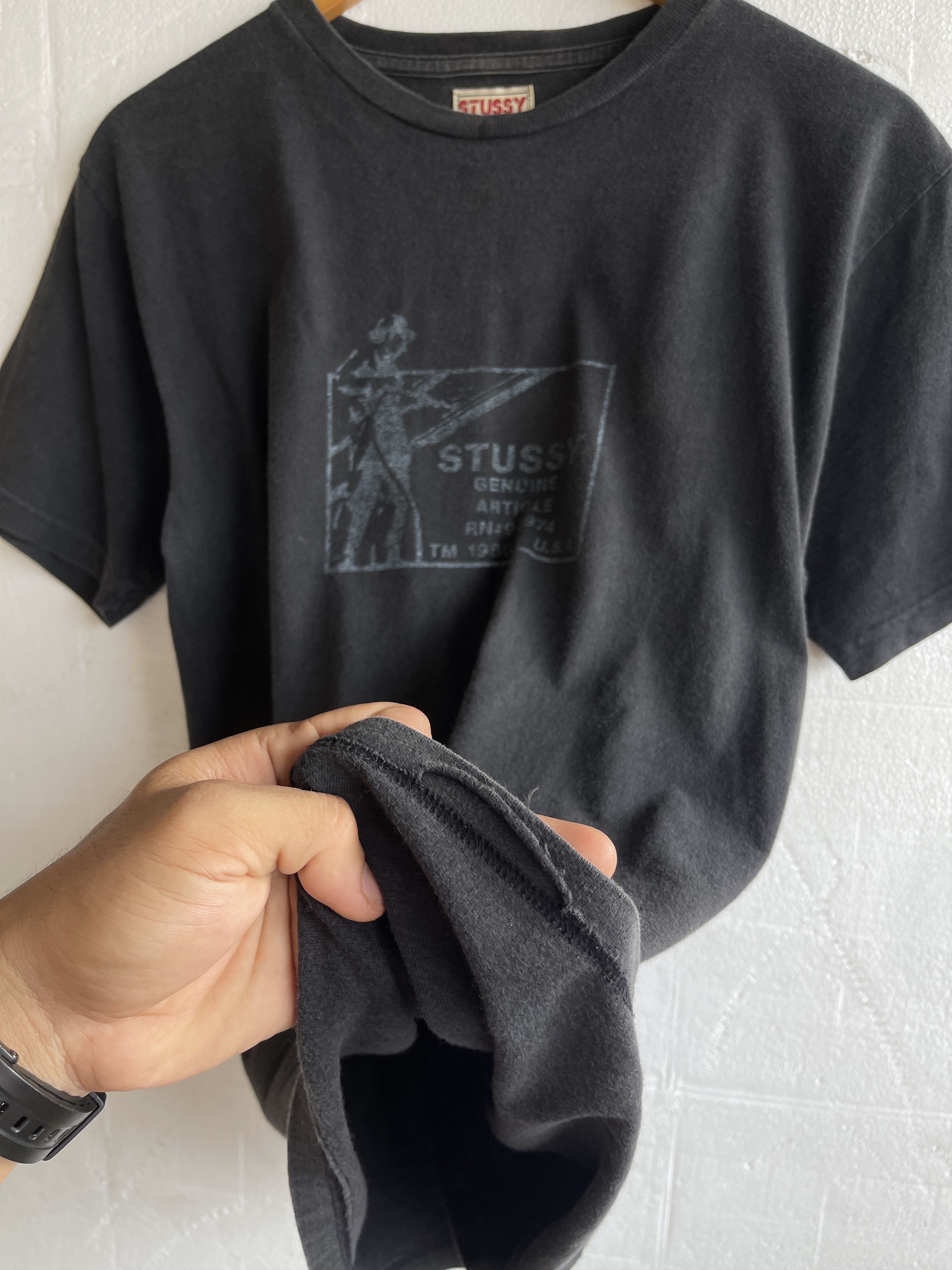 Stussy Vintage90s🔥Stussy Genuine Article🔥Box Logo Faded Black Tee Size US M / EU 48-50 / 2 - 4 Thumbnail