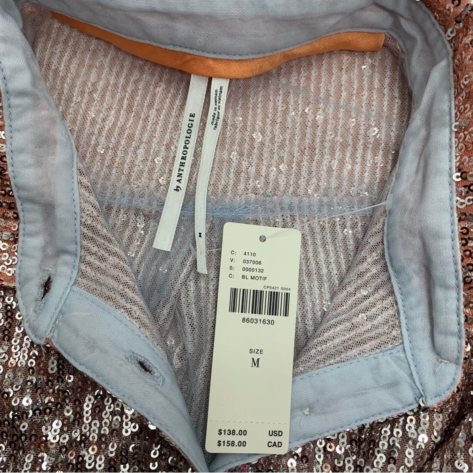 Anthropologie Anthropology Ombré Sequin Buttondown Shirt Blue/Peach size M Size M / US 6-8 / IT 42-44 - 9 Thumbnail