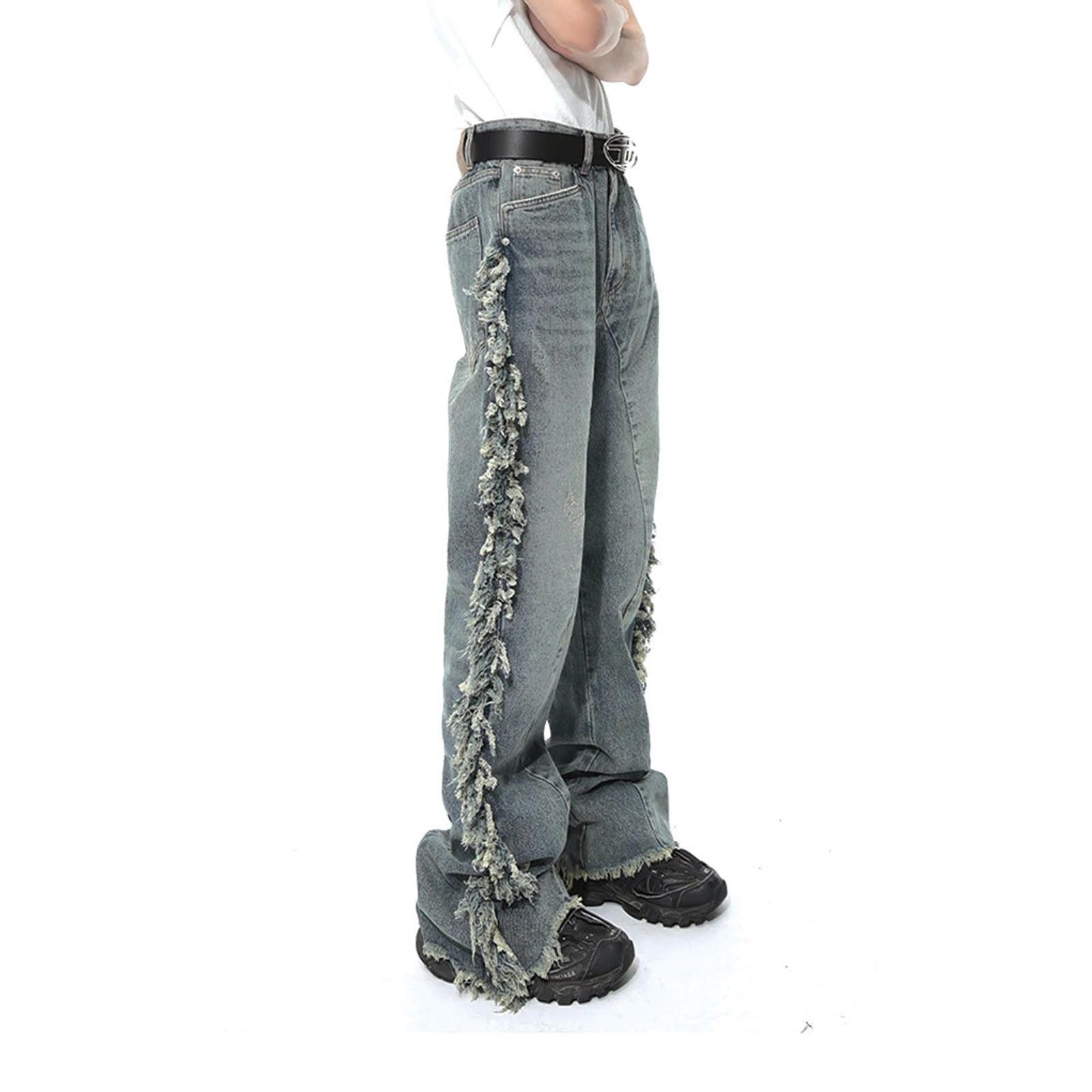 Vintage Distressed Flared Tassel Jeans Size US 33 - 4 Thumbnail