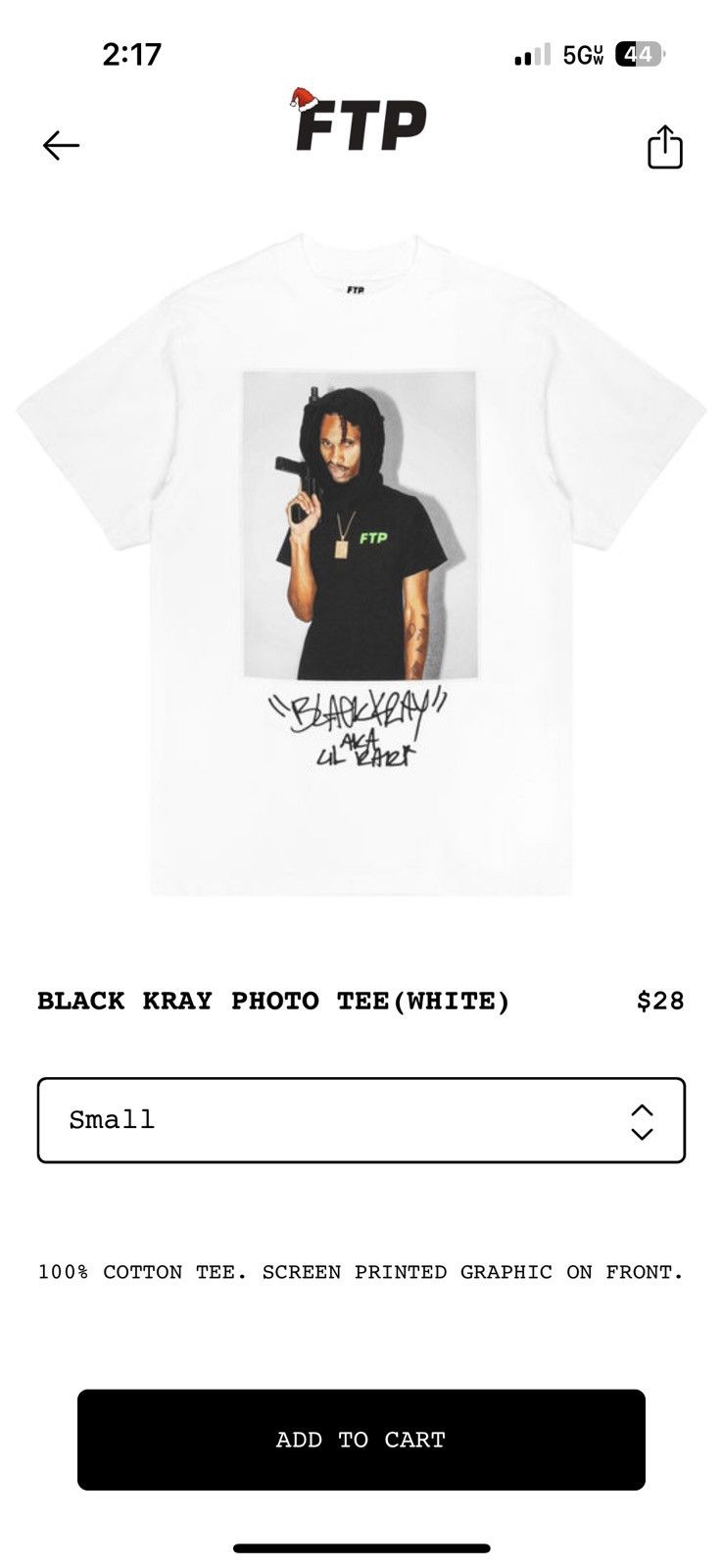 image of Fuck The Population Ftp Black Kray Photo Tee, Men's (Size XL)