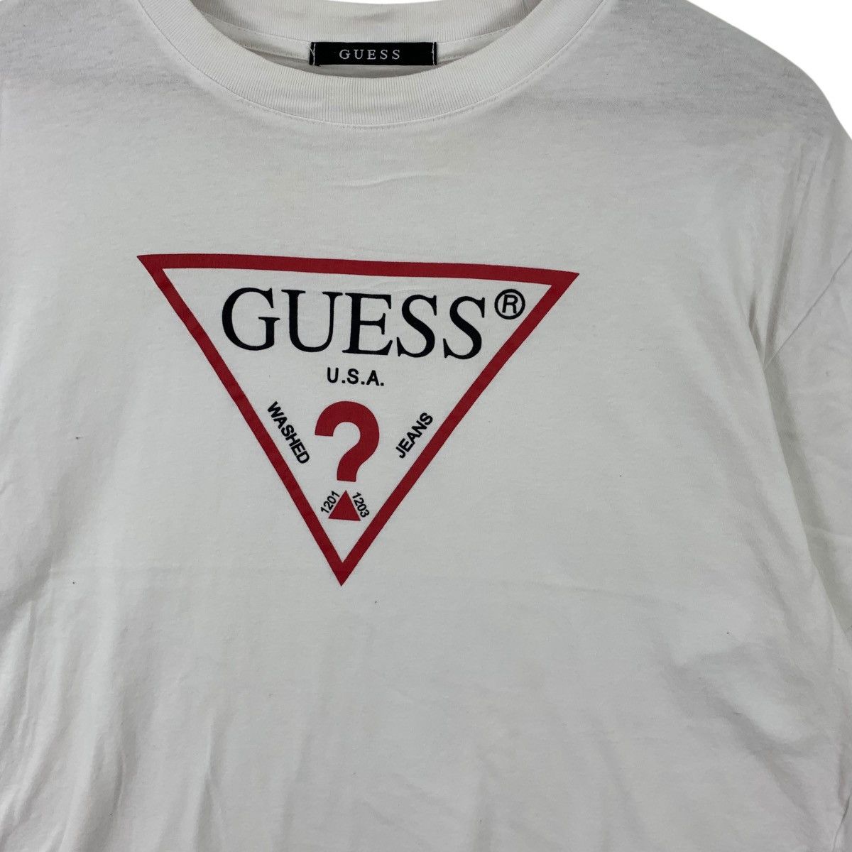 Guess GUESS USA COLLECTION Stock Logo Cropped Top Tee Shirt Size XXS / US 00 / IT 34 - 3 Thumbnail