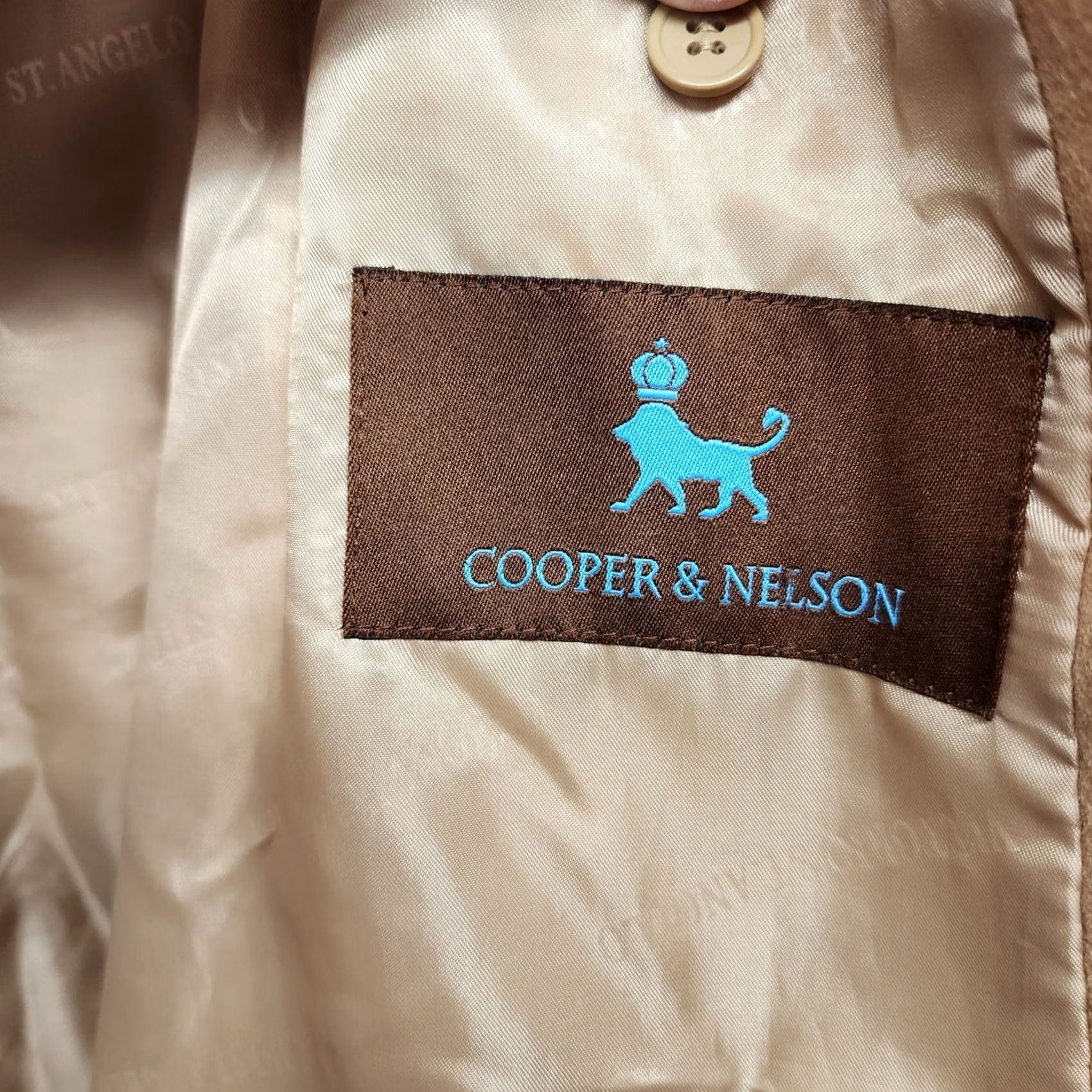 Vintage Vittorio St Angelo Cooper & Nelson Trench Coat Mens 50R Wool Blend Tan Camel Long Coat Button Front Tie Belt Wool Blend Tan Camel Mens} Size US M / EU 48-50 / 2 - 5 Thumbnail