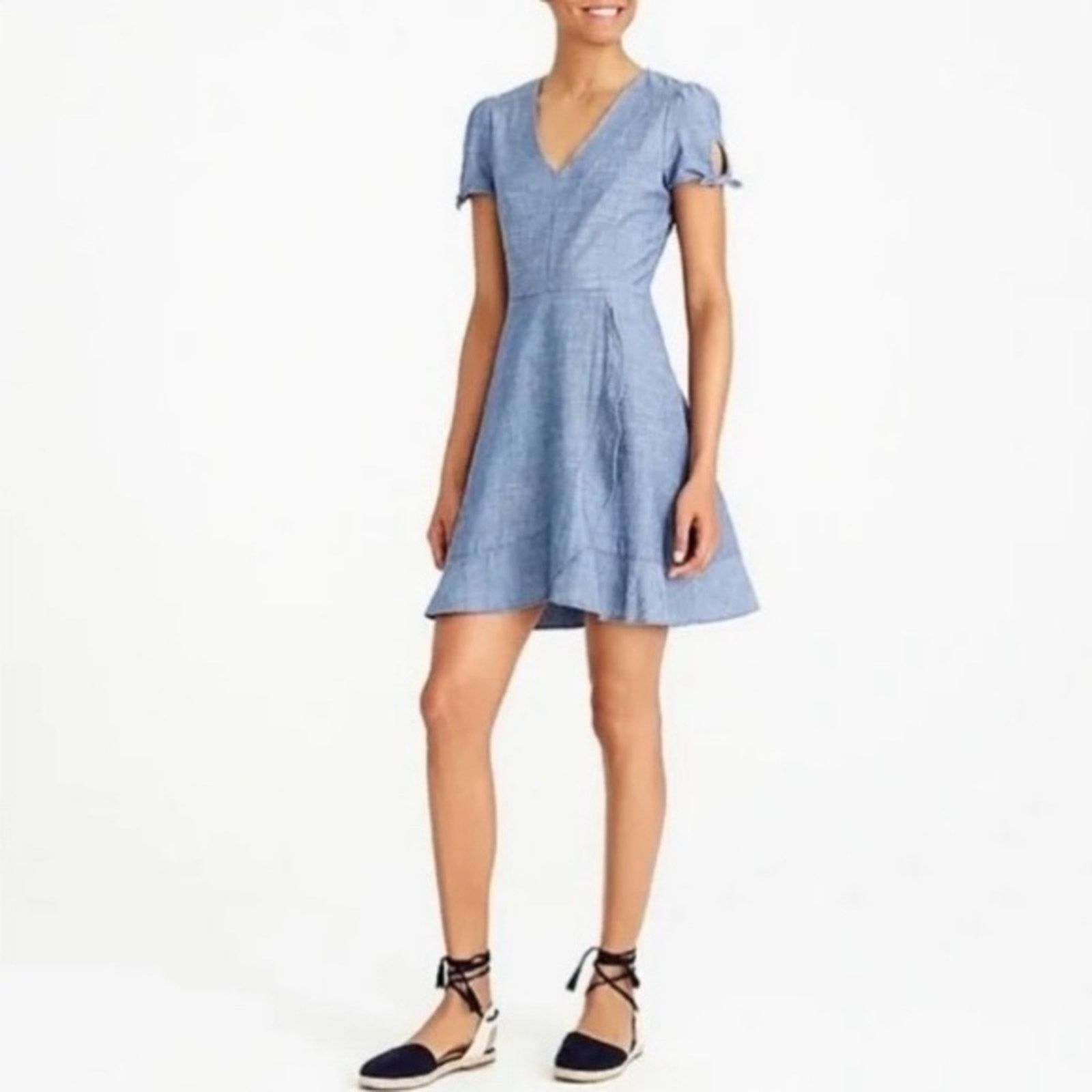J.Crew J. Crew Chambray Faux-Wrap Dress Size M / US 6-8 / IT 42-44 - 16 Thumbnail
