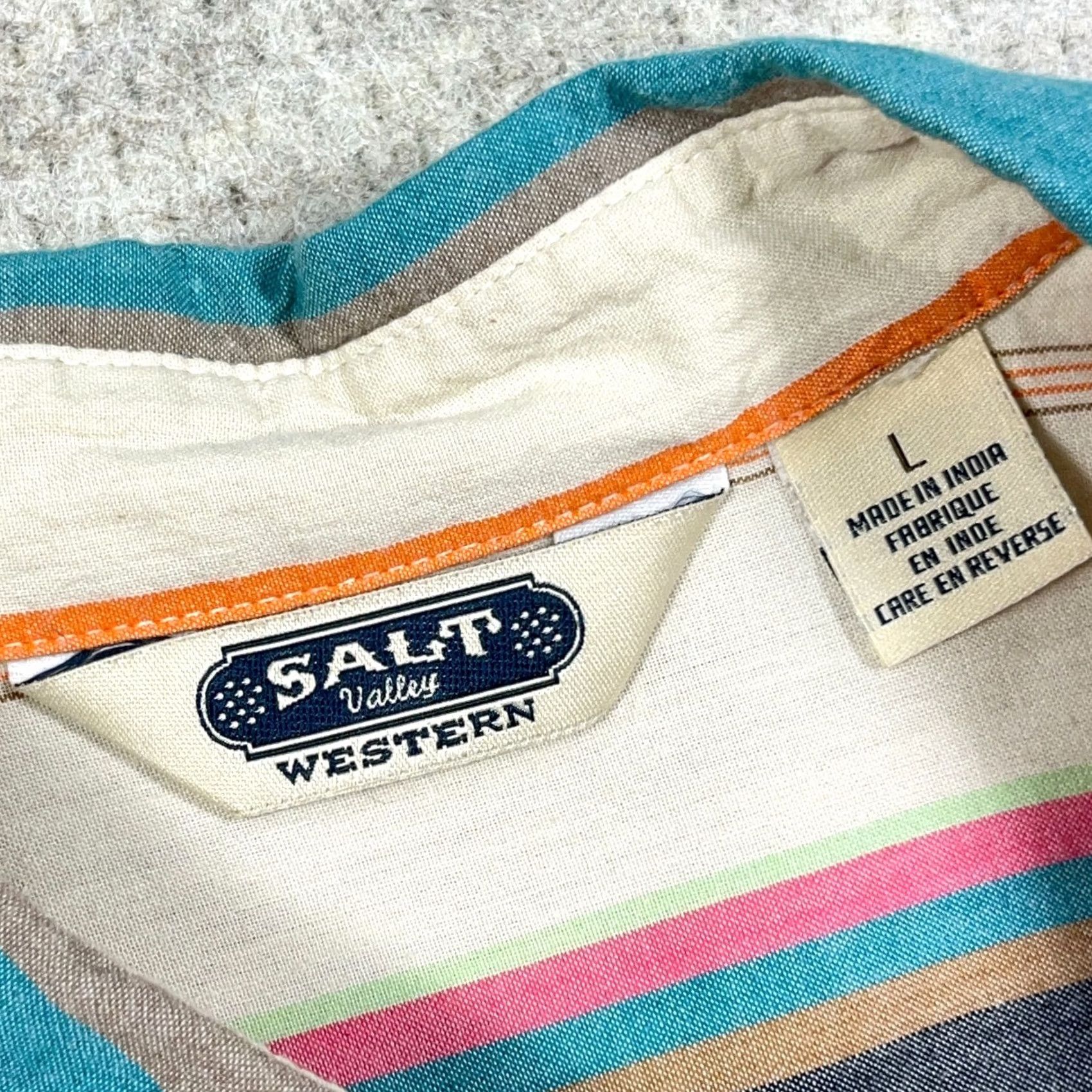 Vintage Salt Valley Western Shirt Men Large Pearl Snap Cowboy Southwestern Striped Multi Size US L / EU 52-54 / 3 - 4 Thumbnail