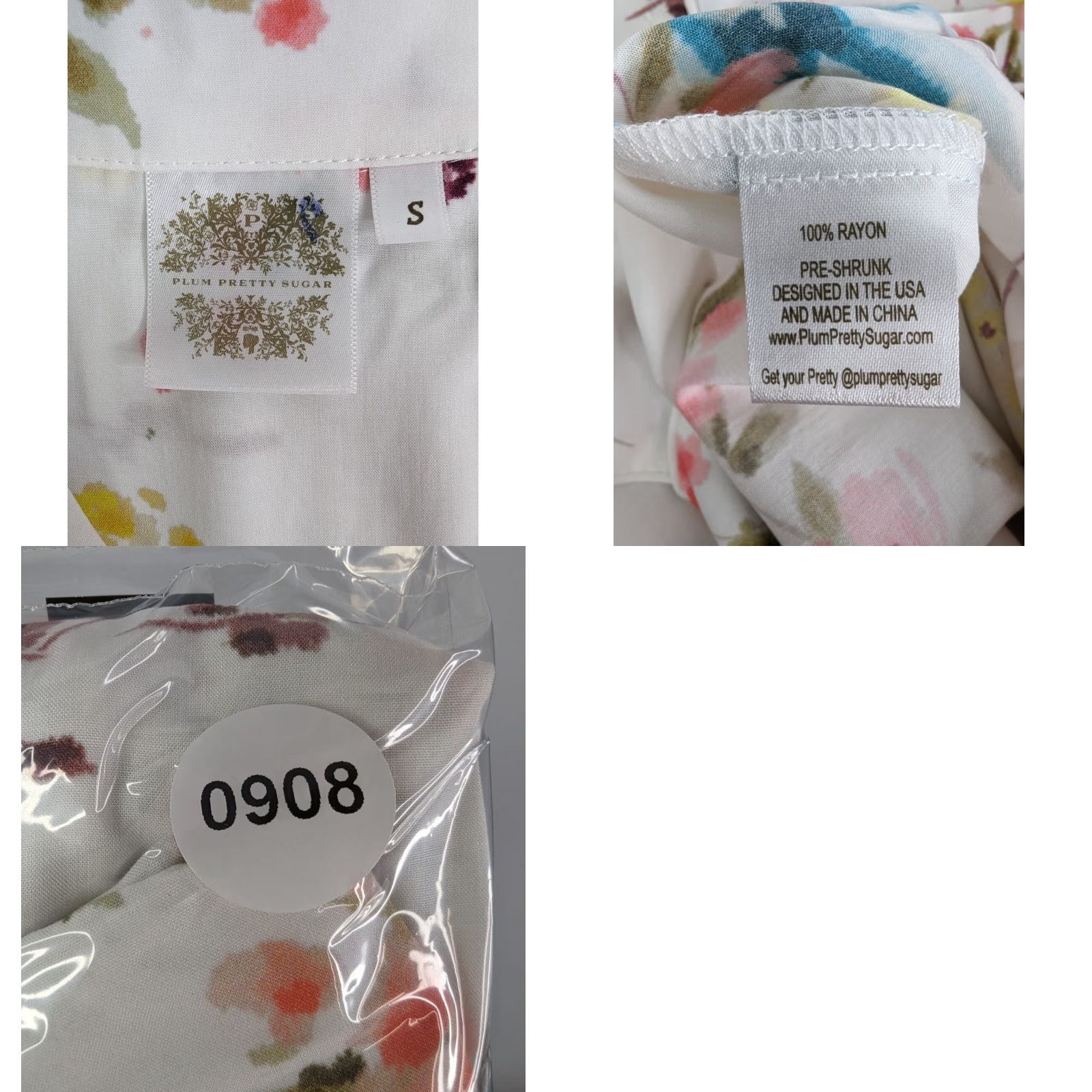 Sugar Plum Pretty Sugar Floral Short Sleeve Pajama Top Womens Small Rayon Multicolor Size S / US 4 / IT 40 - 8 Thumbnail
