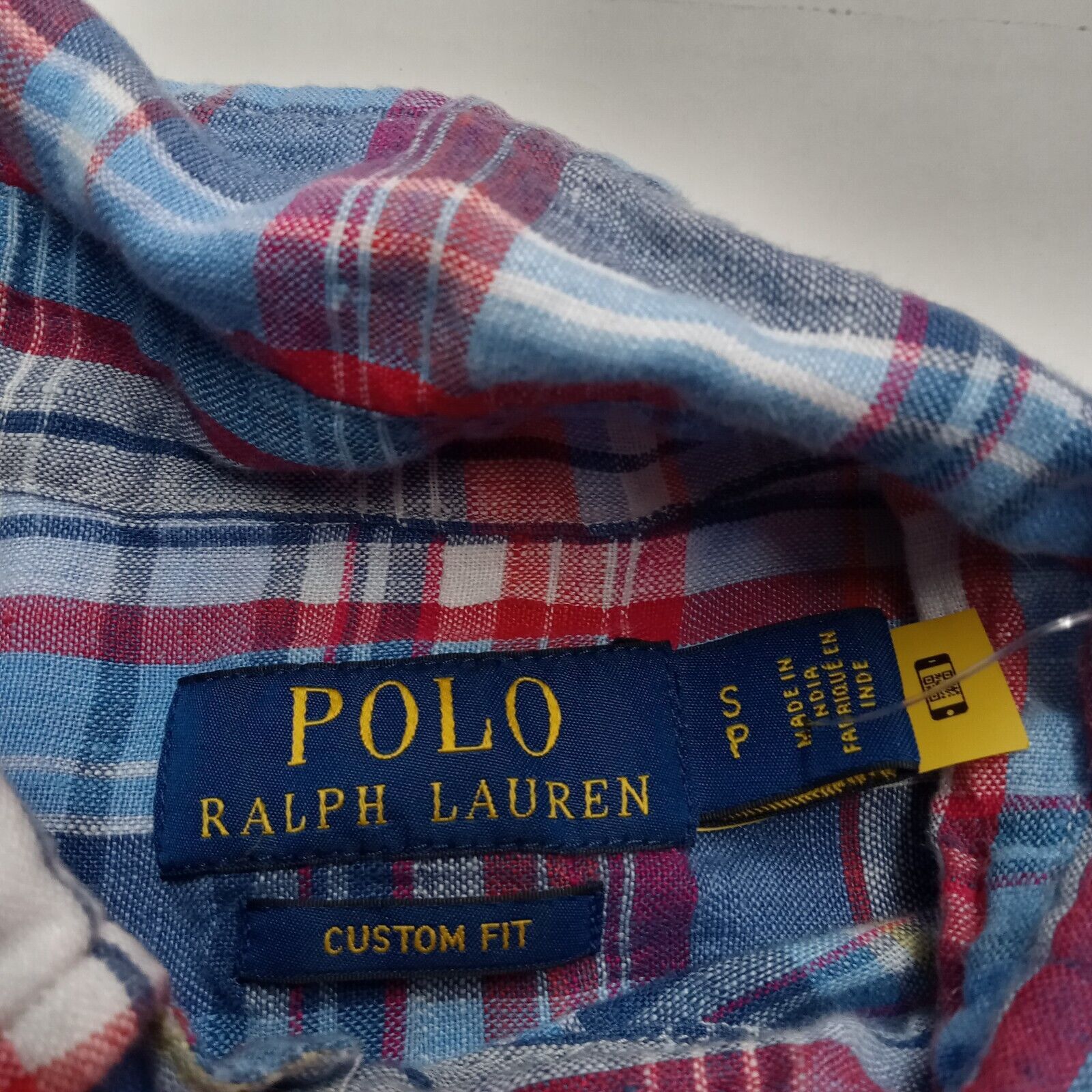 Polo Ralph Lauren Shirt Men's S Custom Fit Linen Multi Plaid