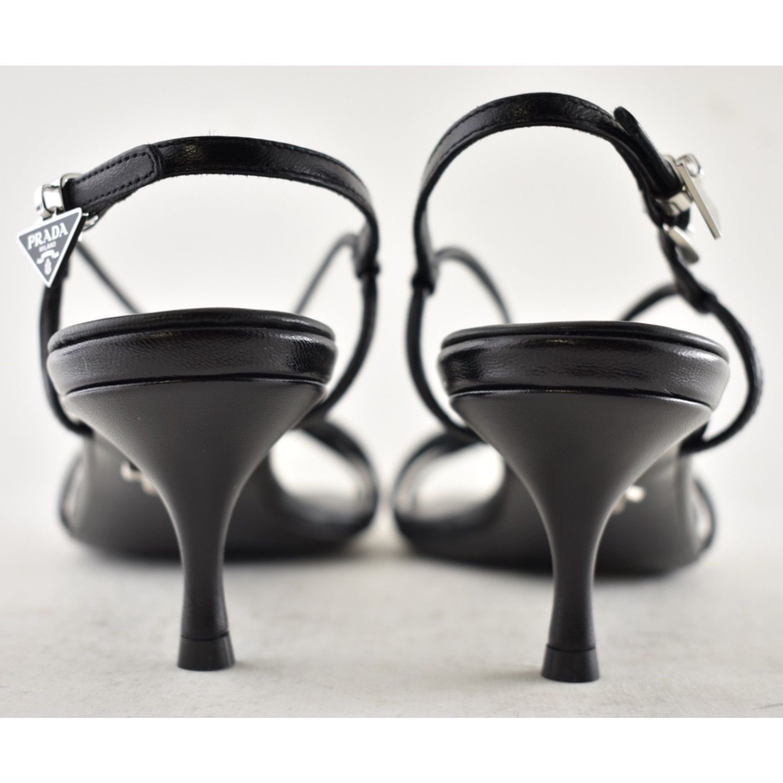Prada Prada Capretto Strappy Black Leather Slingback Sandal 36.5 Size US 6.5 / IT 36.5 - 18 Thumbnail