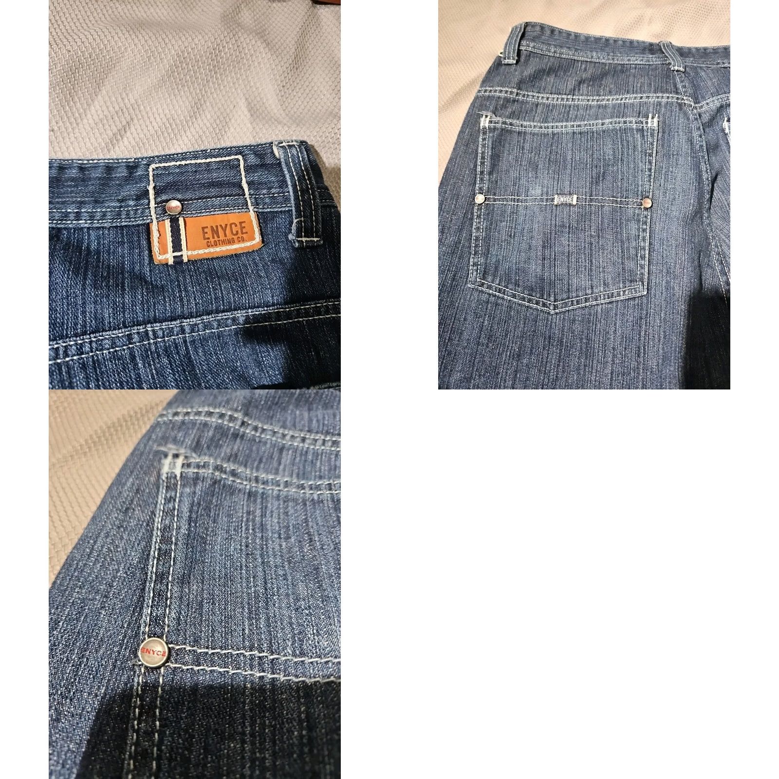 Enyce VINTAGE Enyce Jeans Mens 32 Blue Denim Baggy Embroidered Y2K Wide-Leg 2000s Pants Hip Hop Mens 32 Denim Jeans Size US 32 / EU 48 - 10 Thumbnail