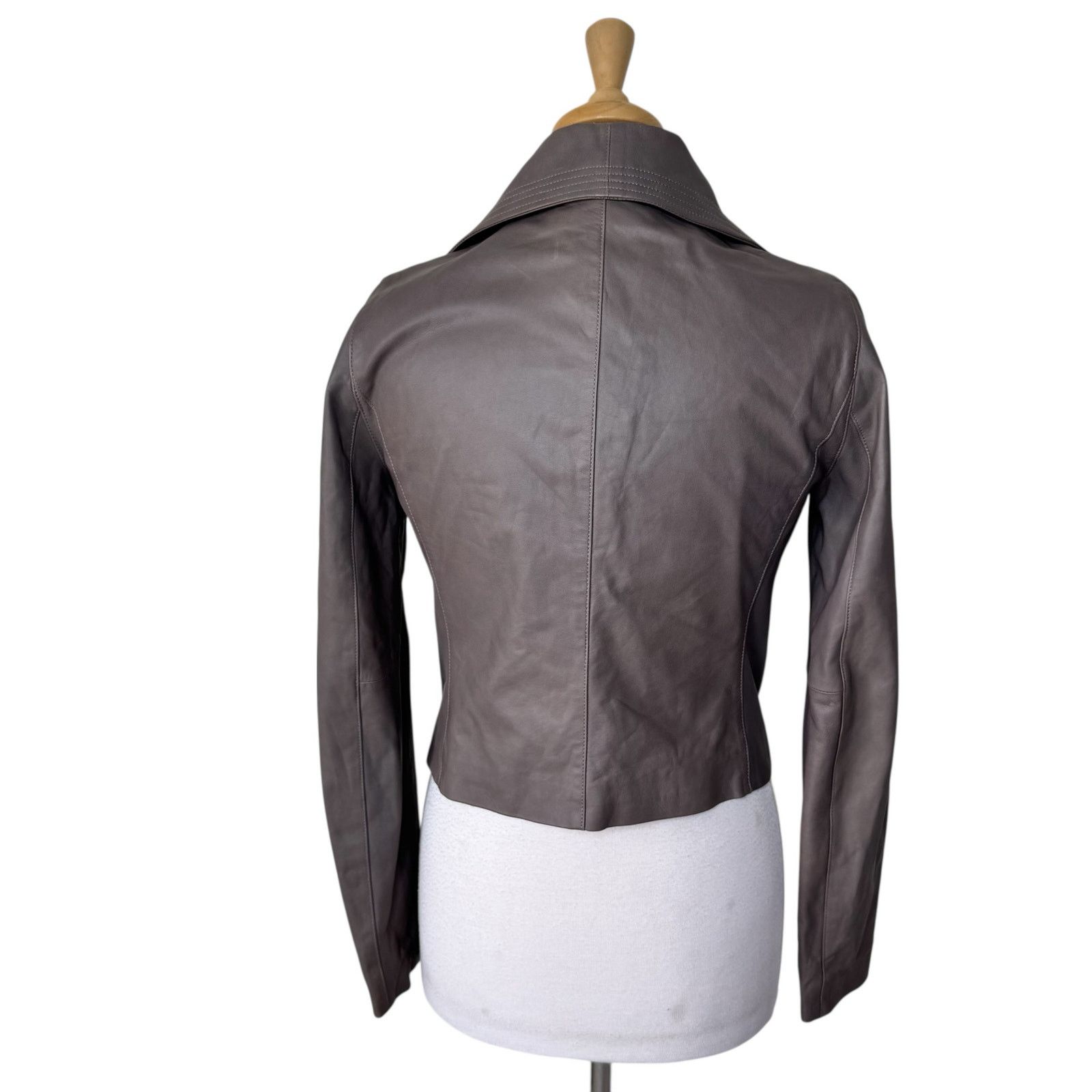 Vince VINCE 100% Leather Jacket Oversized Collar Offset Zipper Size S / US 4 / IT 40 - 2 Thumbnail