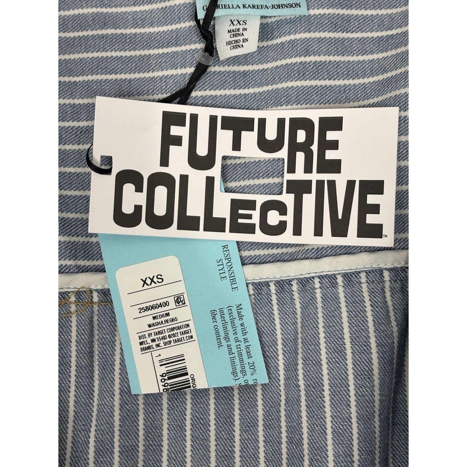 Target Basics NWT Future Collective Blue White Striped Denim Jacket XXS Size M / US 6-8 / IT 42-44 - 3 Thumbnail