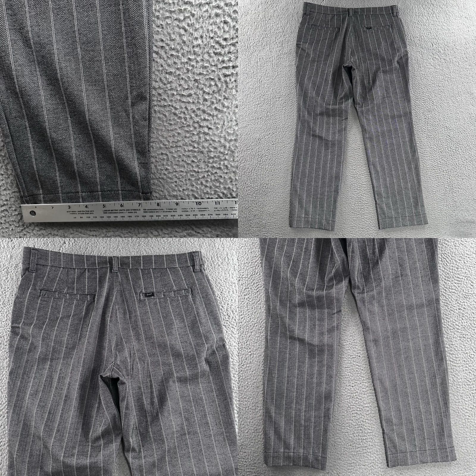 Lee Lee Pants Women Gray Size 18 Straight Mid Rise Striped Polyester Blend Size 25" / US 0 / IT 36 - 9 Thumbnail