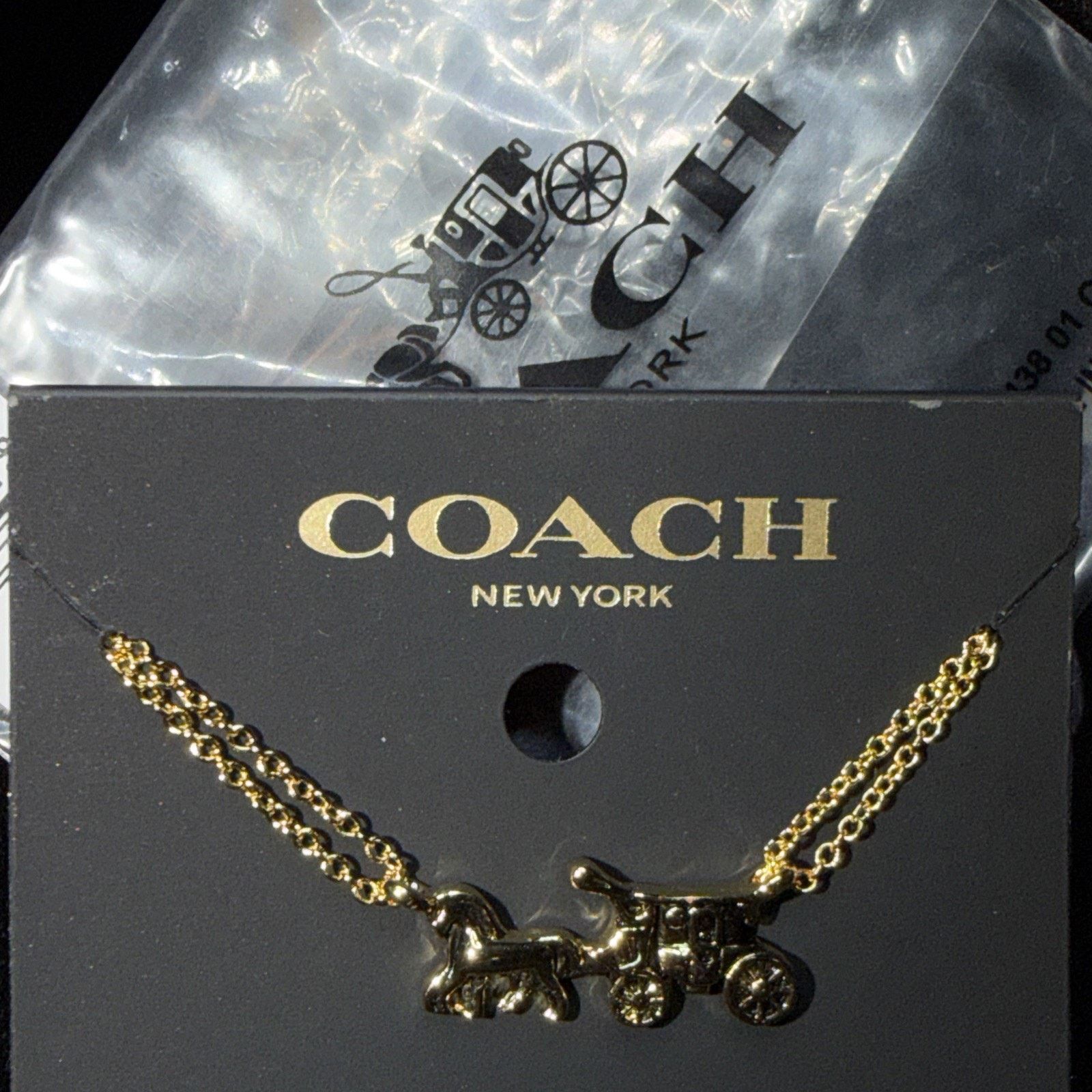 Coach Coach Jewlery Horse Carriage Pendant Necklace Gold Plated Size ONE SIZE - 6 Thumbnail