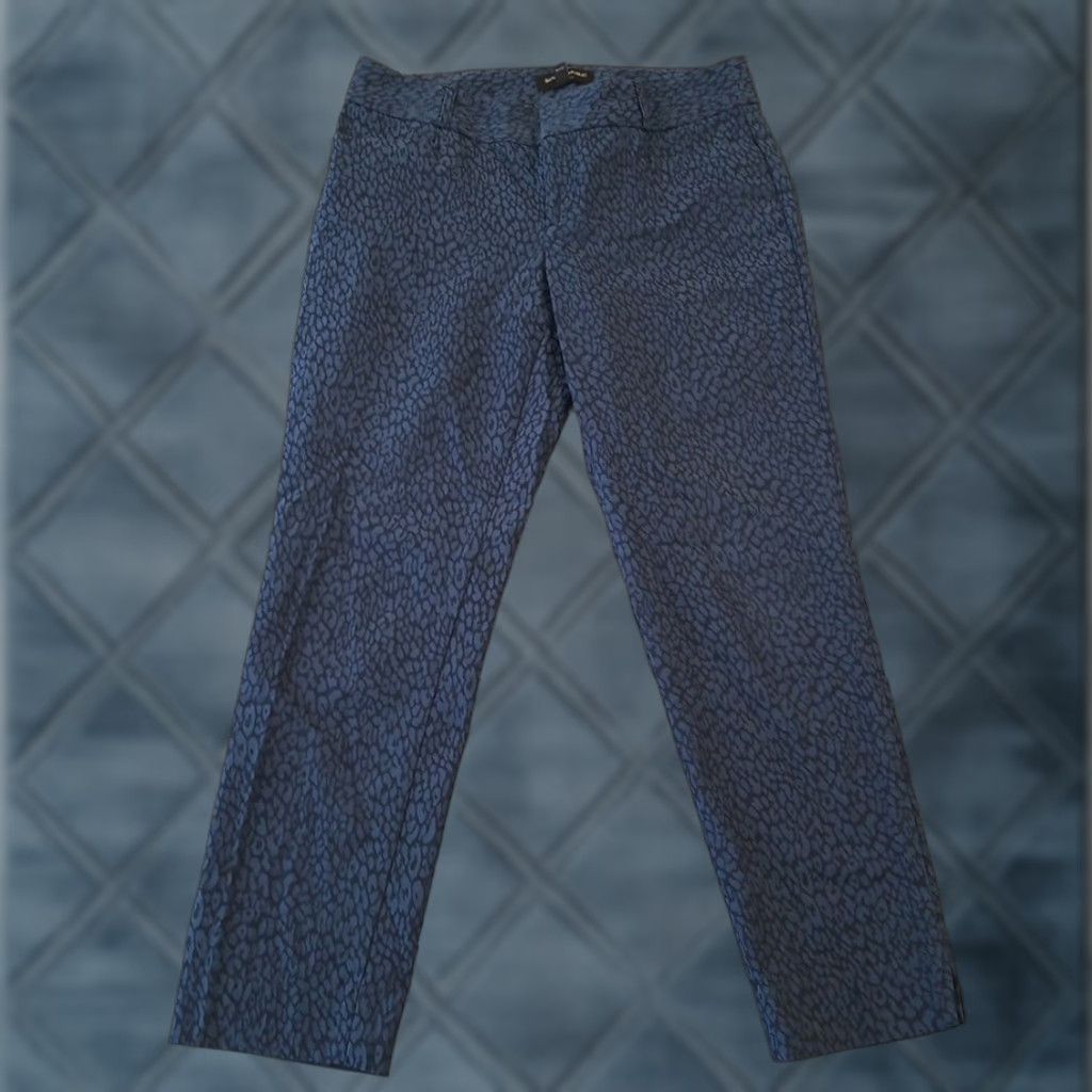 Banana Republic Banana Republic Pants Womens Petite 6P Blue Animal Print Pockets Ankle Straight Stretch Cotton Blend Modern Rise Mid 8.5-10.5 Size 28" / US 6 / IT 42 - 1 Thumbnail