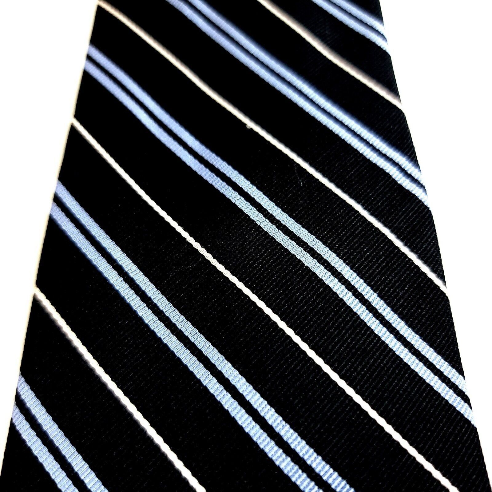 Tommy Hilfiger Tommy Hilfiger Woven Black Blue Striped Silk Tie Size ONE SIZE - 2 Thumbnail