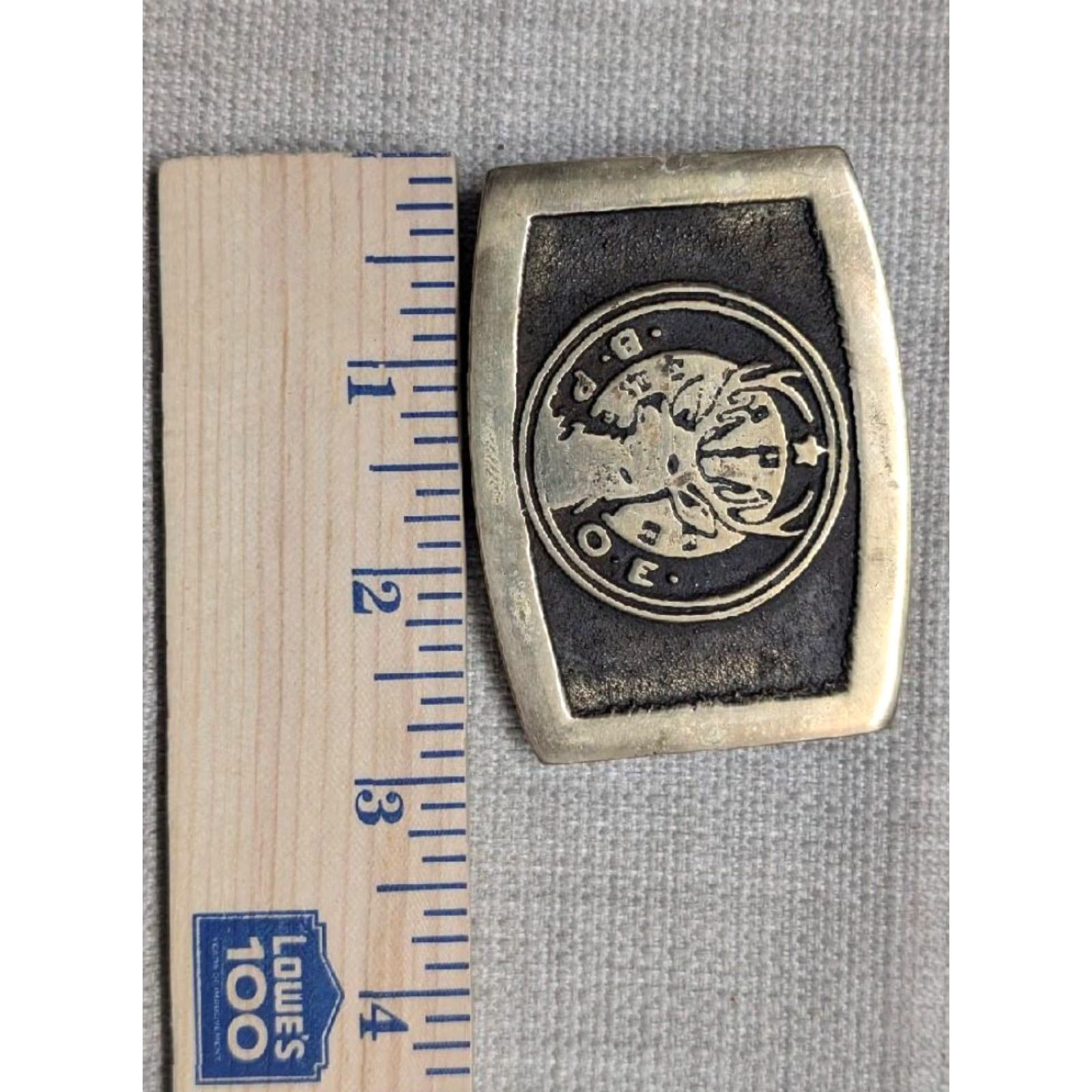 Vintage VINTAGE Cannell belt buckle Elk solid brass 2" x 3" Men US 1970s Western BPOE elk pattern Mens Size ONE SIZE - 5 Thumbnail