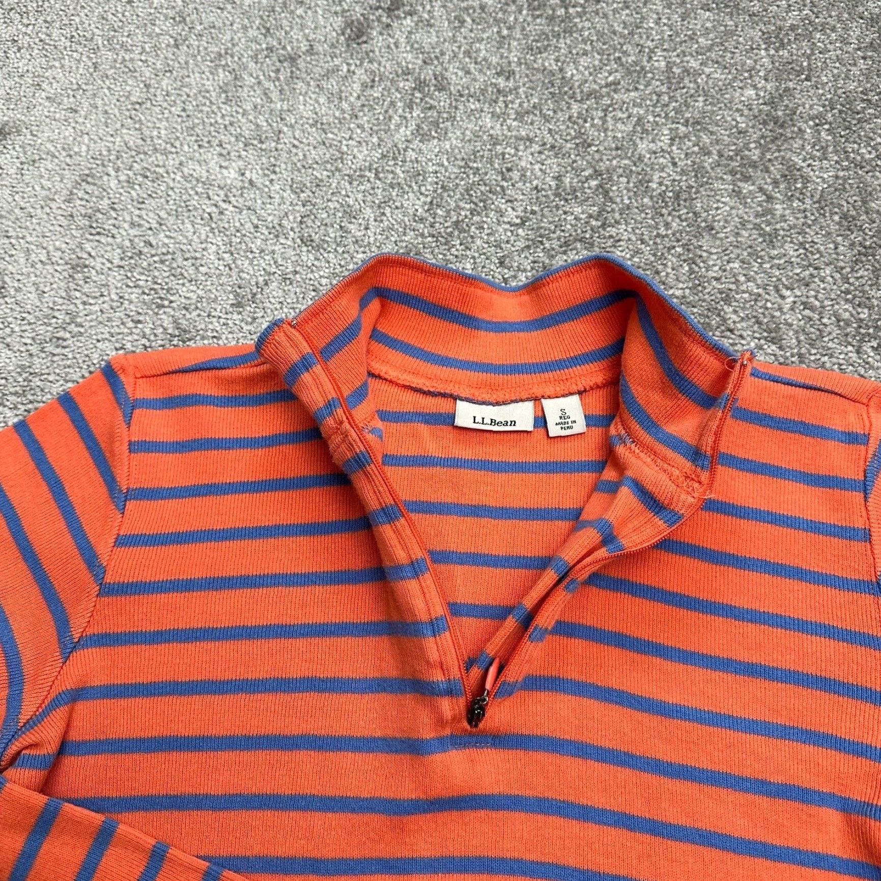 Vintage L.L. Bean Women's Cotton Striped 1/4 Zip Top, Small, Blue Orange, Long Sleeve, Casual, Lightweight Size S / US 4 / IT 40 - 4 Thumbnail