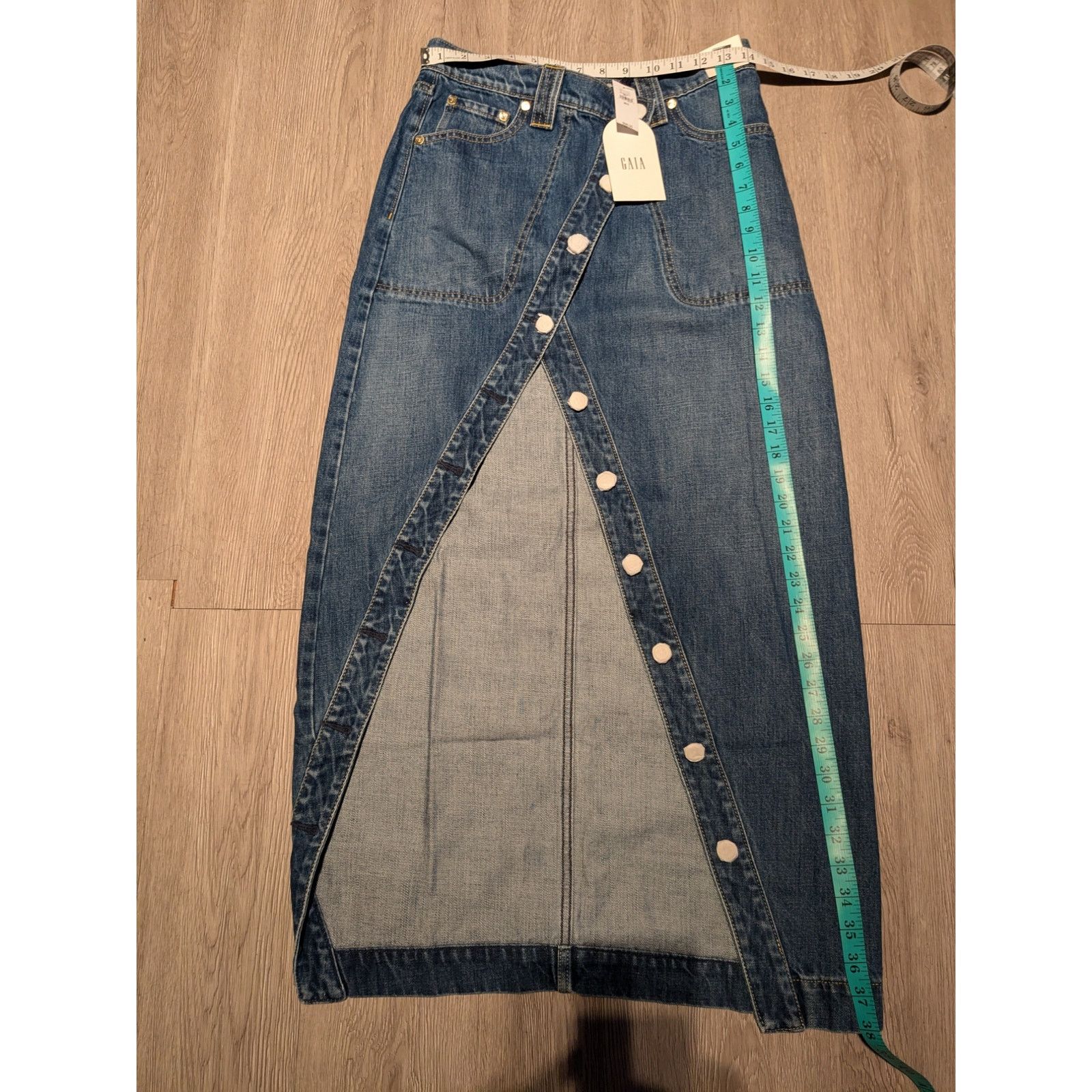 Cult Gaia Gap × Cult Gaia - Asymmetrical Denim Maxi Skirt / 26 / NWT Size 26" / US 2 / IT 38 - 7 Thumbnail