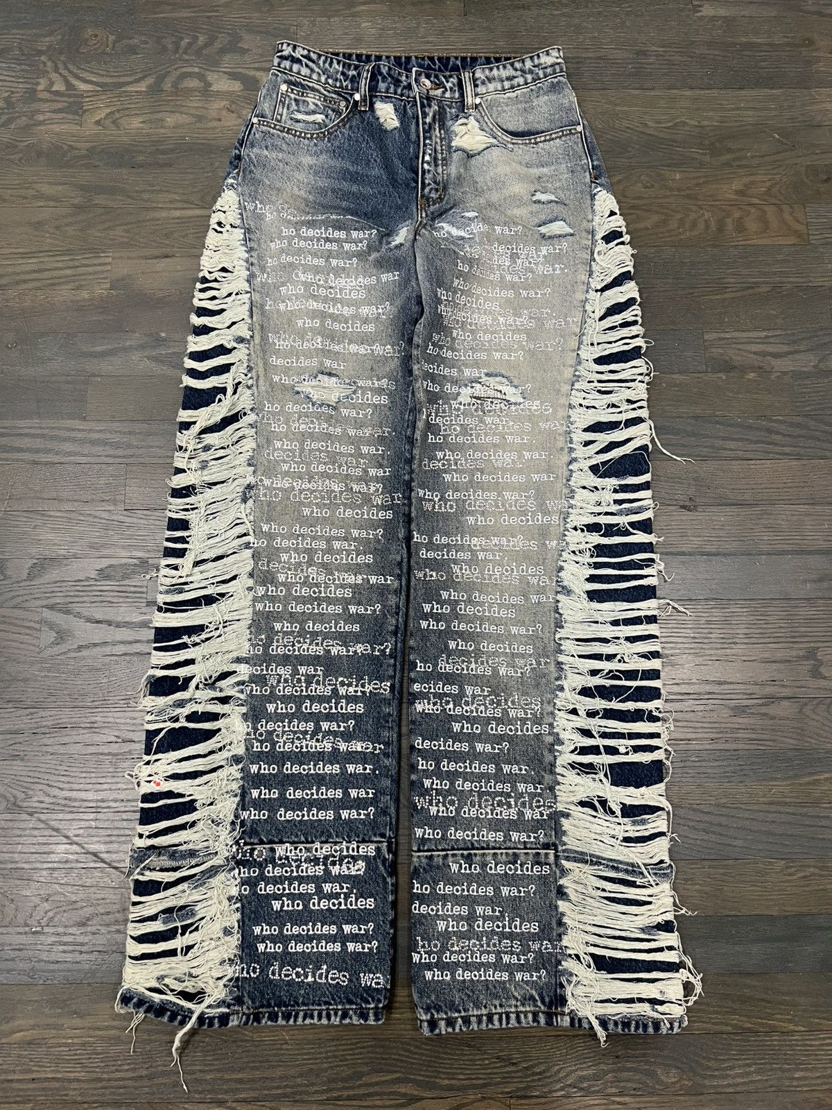 Who Decides War ULTRA FLARE SCRIPTURE DENIM Size US 30 / EU 46 - 1 Thumbnail