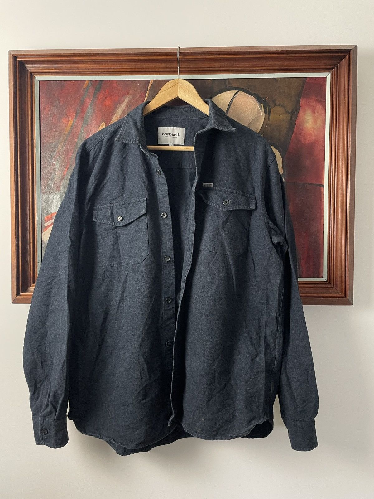 Carhartt Carhartt Shirt Button Up Work Workwear Casual Navy Rare Size US L / EU 52-54 / 3 - 2 Thumbnail