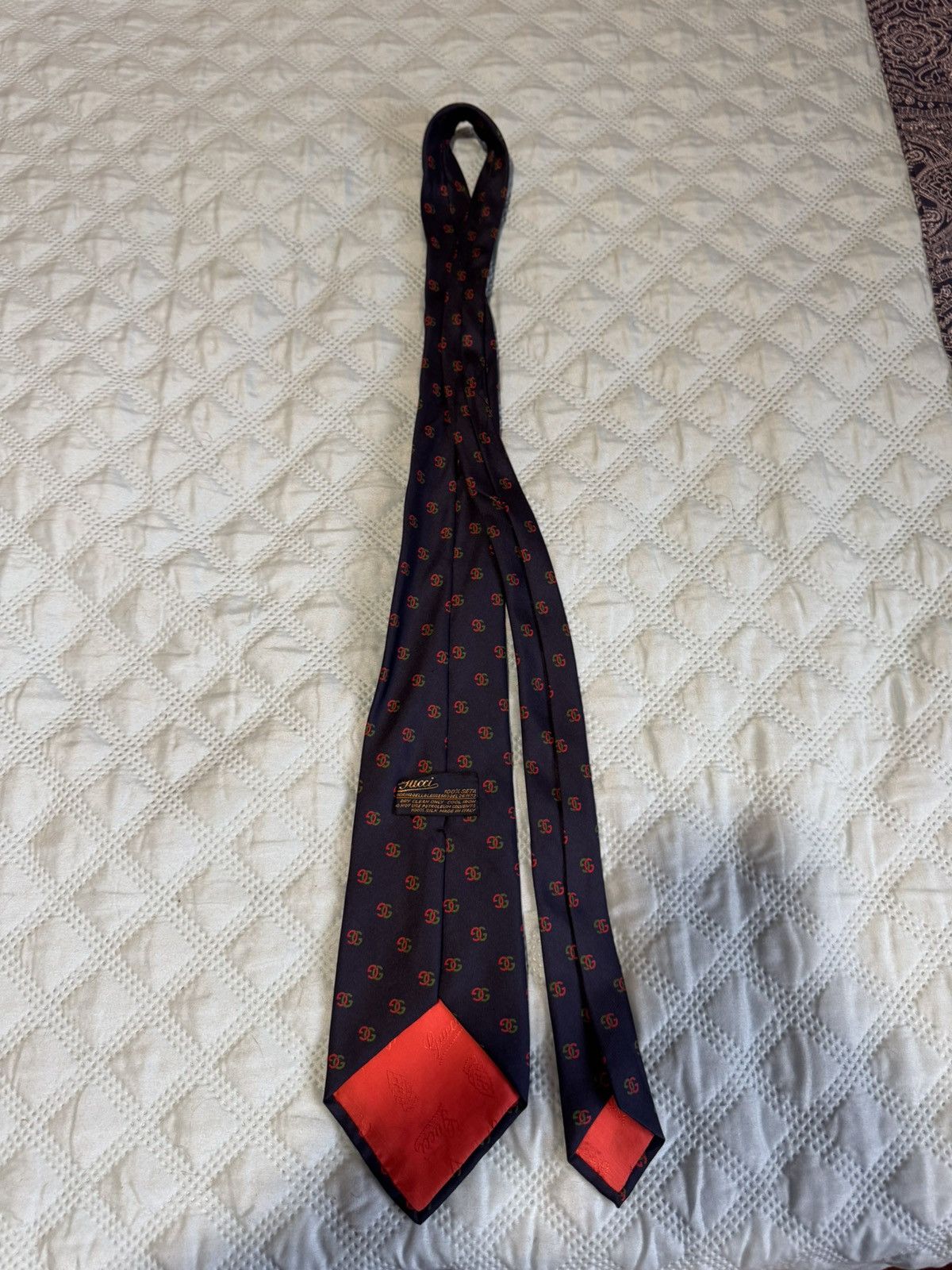Gucci Vintage Gucci GG Logo Silk Tie - Red & Green Monogram Size 40 - 2 Thumbnail