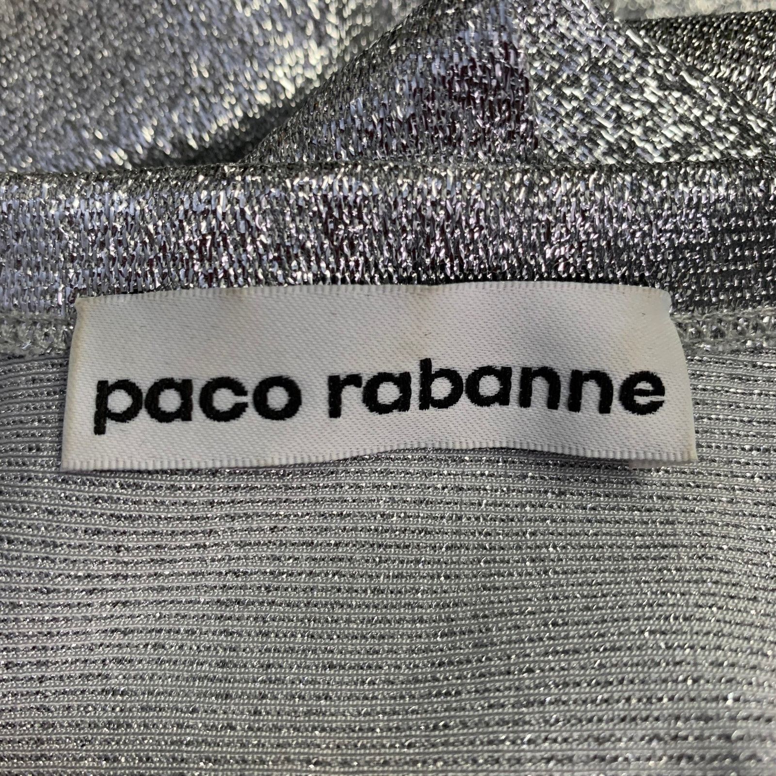 Paco Rabanne Silver Viscose Cap Sleeves Asymmetrical Midi Cocktail Dress Size S / US 4 / IT 40 - 5 Thumbnail
