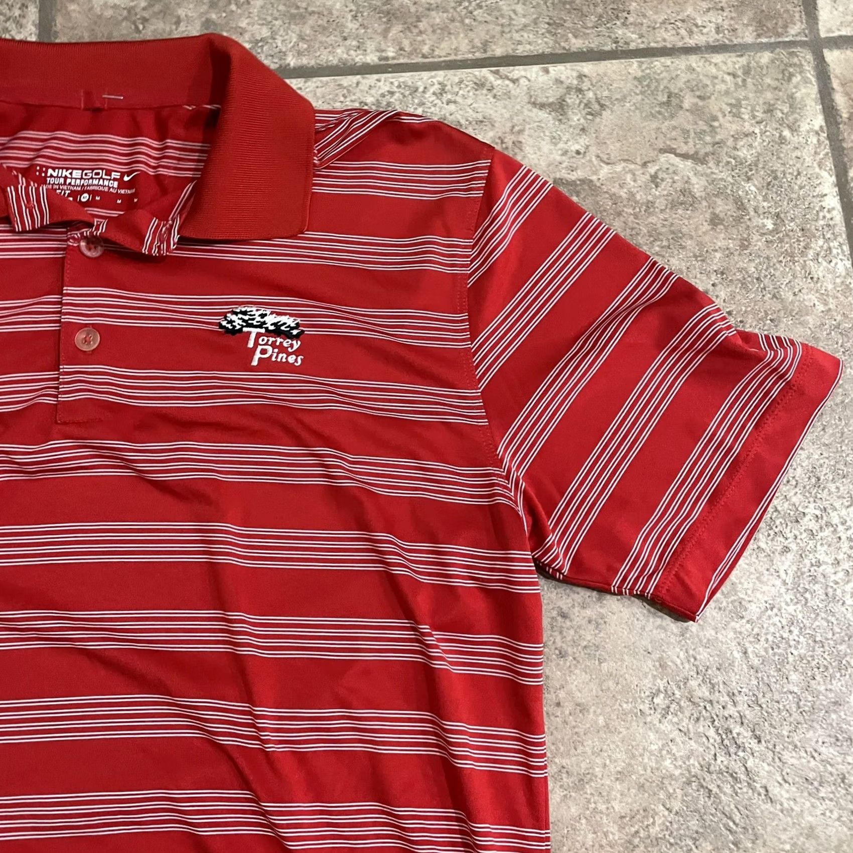 Nike NikeGolf polo shirt Striped Dri-Fit Mens M Red Size US M / EU 48-50 / 2 - 2 Thumbnail