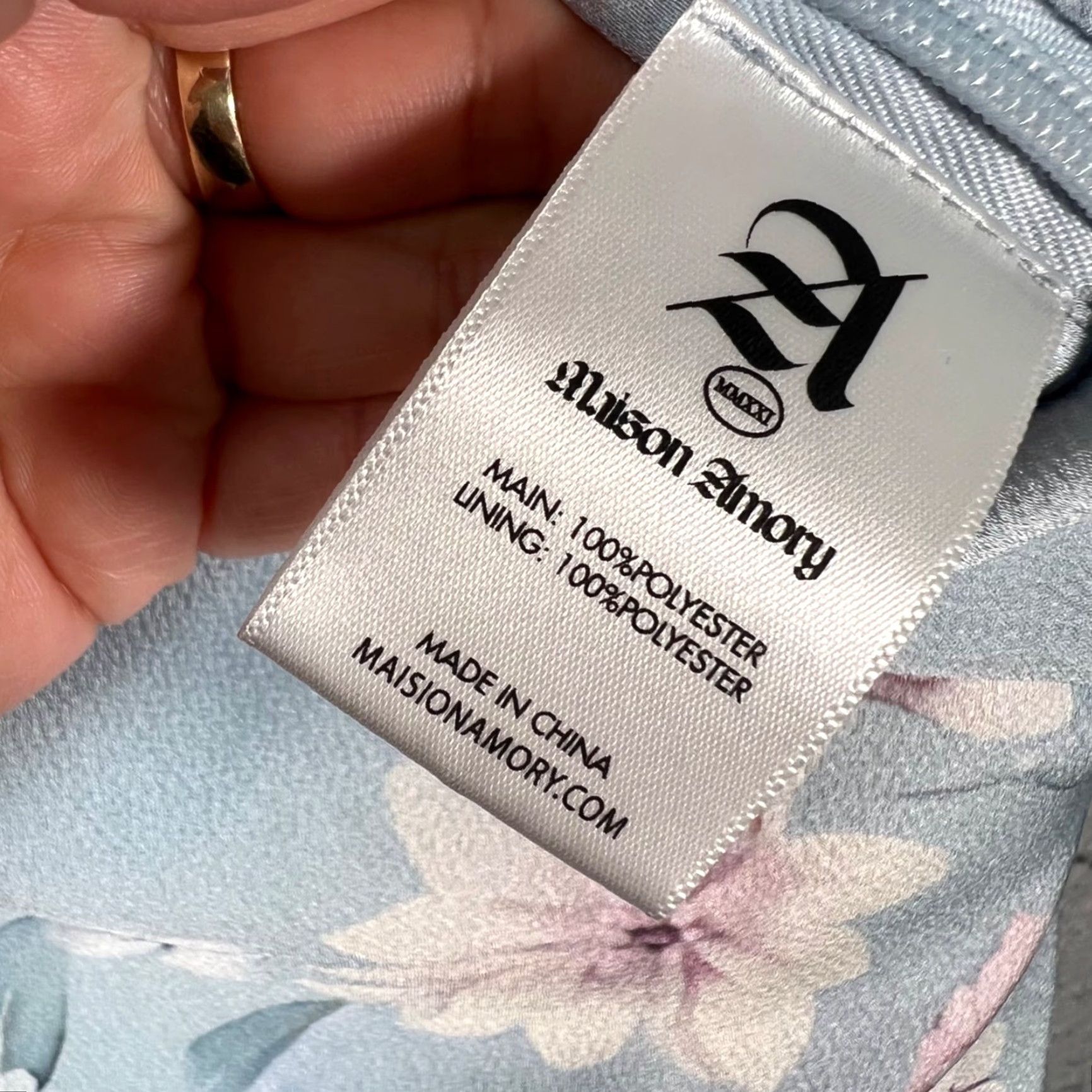 Vintage Maison Amory Womens Size Medium Floral Satin Midi Skirt Light Blue Size 32" / US 10 / IT 46 - 4 Thumbnail